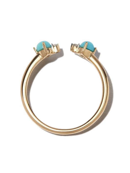 14kt yellow gold turquoise open ring