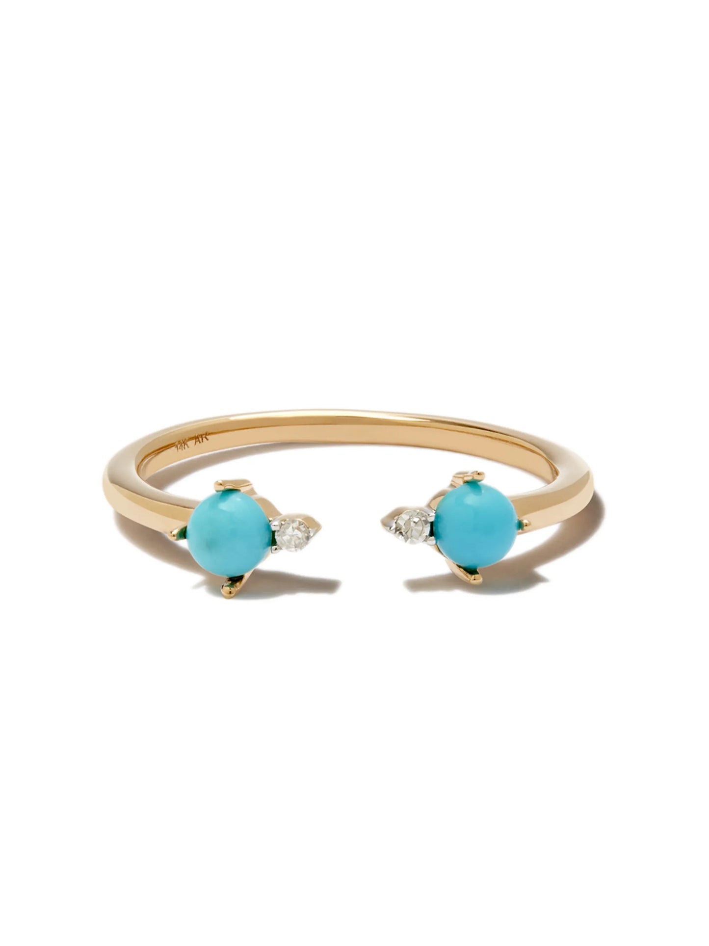 14kt yellow gold turquoise open ring