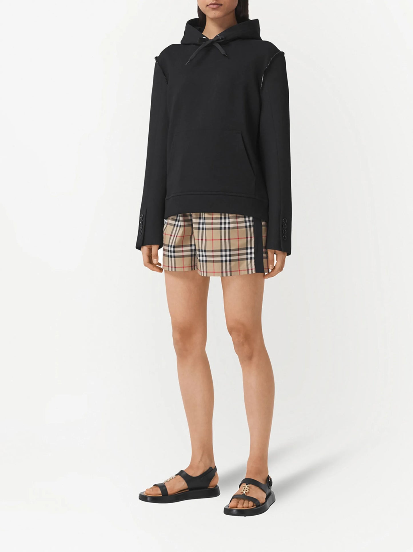 Check stretch cotton shorts