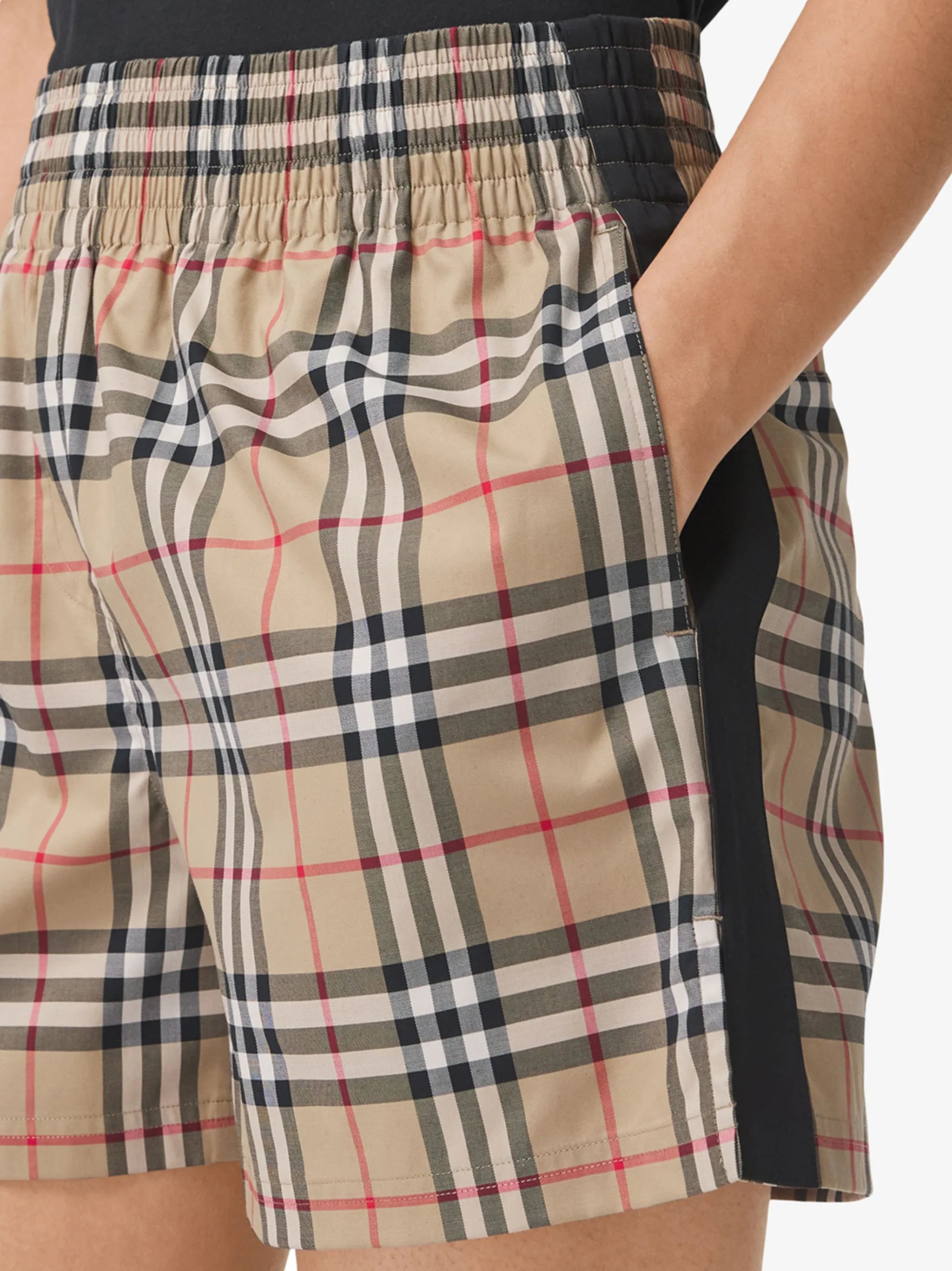 Check stretch cotton shorts