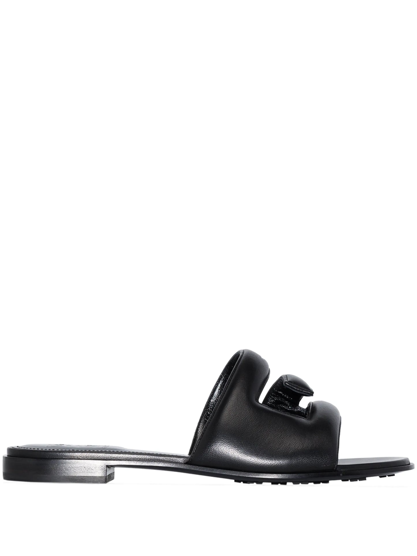G-cutout padded leather sandals