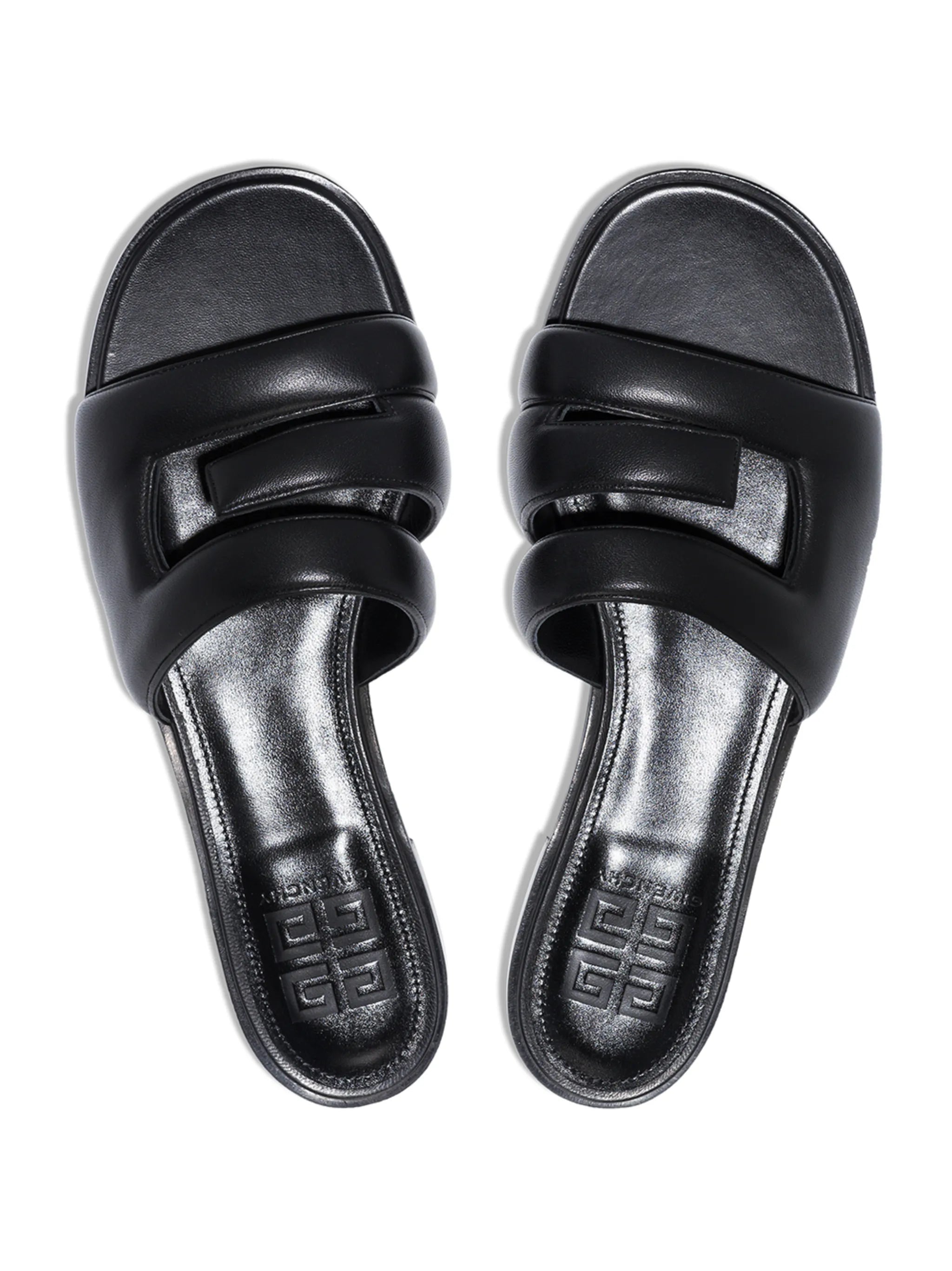 G-cutout padded leather sandals