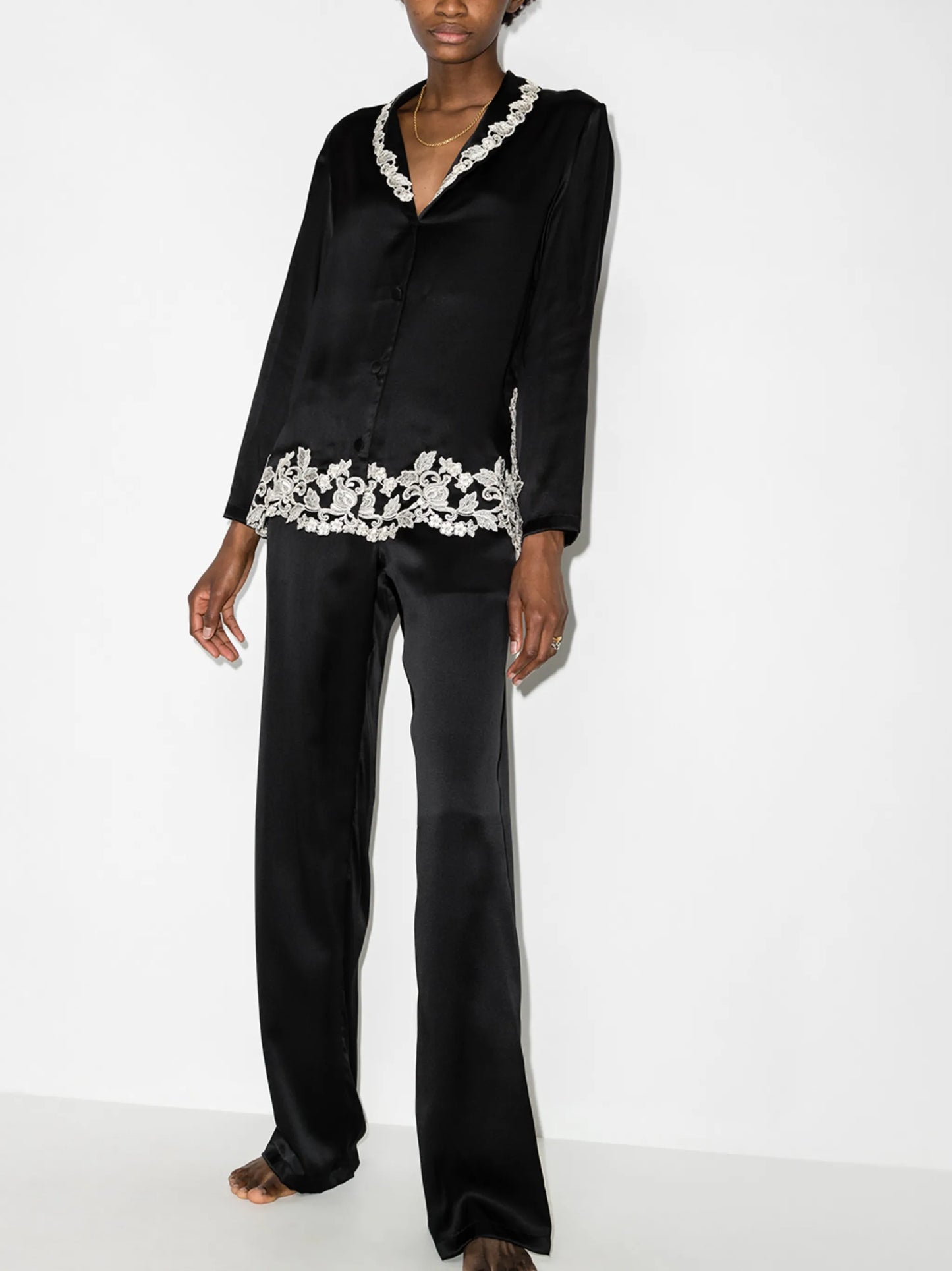 Maison lace-trim two-piece pyjamas