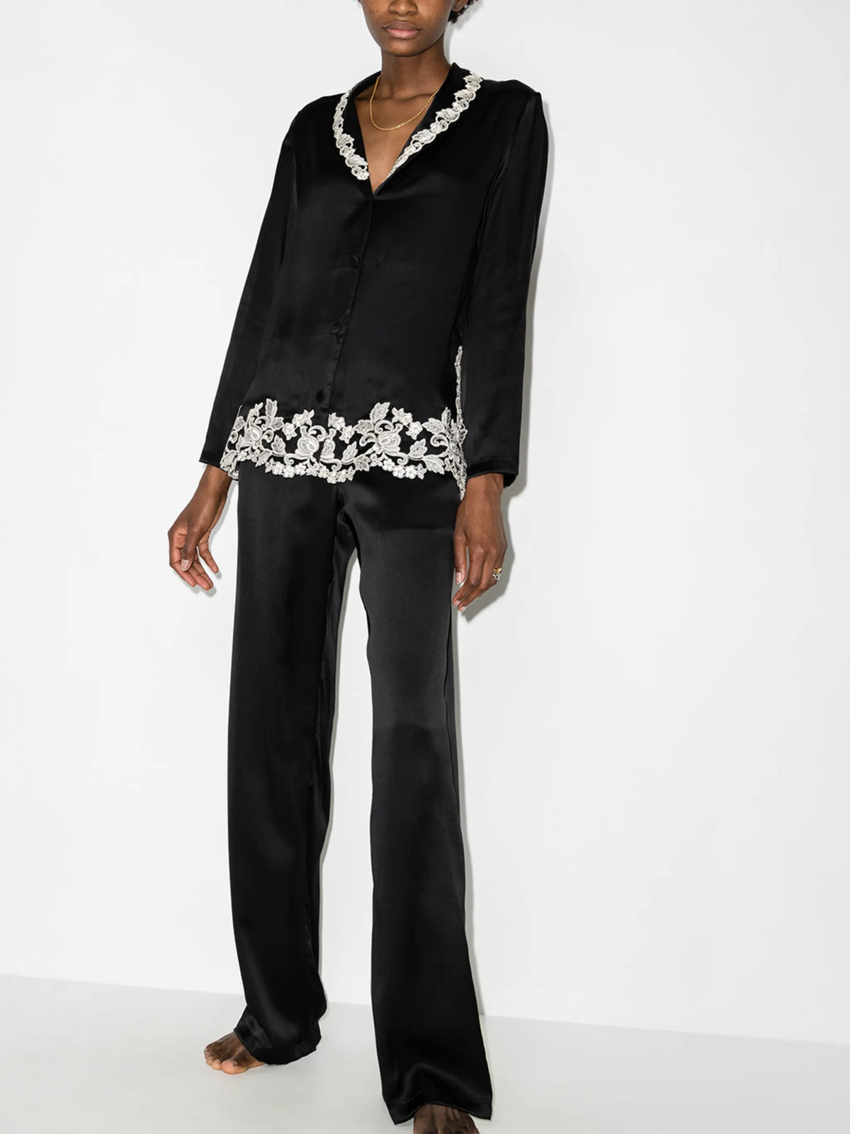 Maison lace-trim two-piece pyjamas