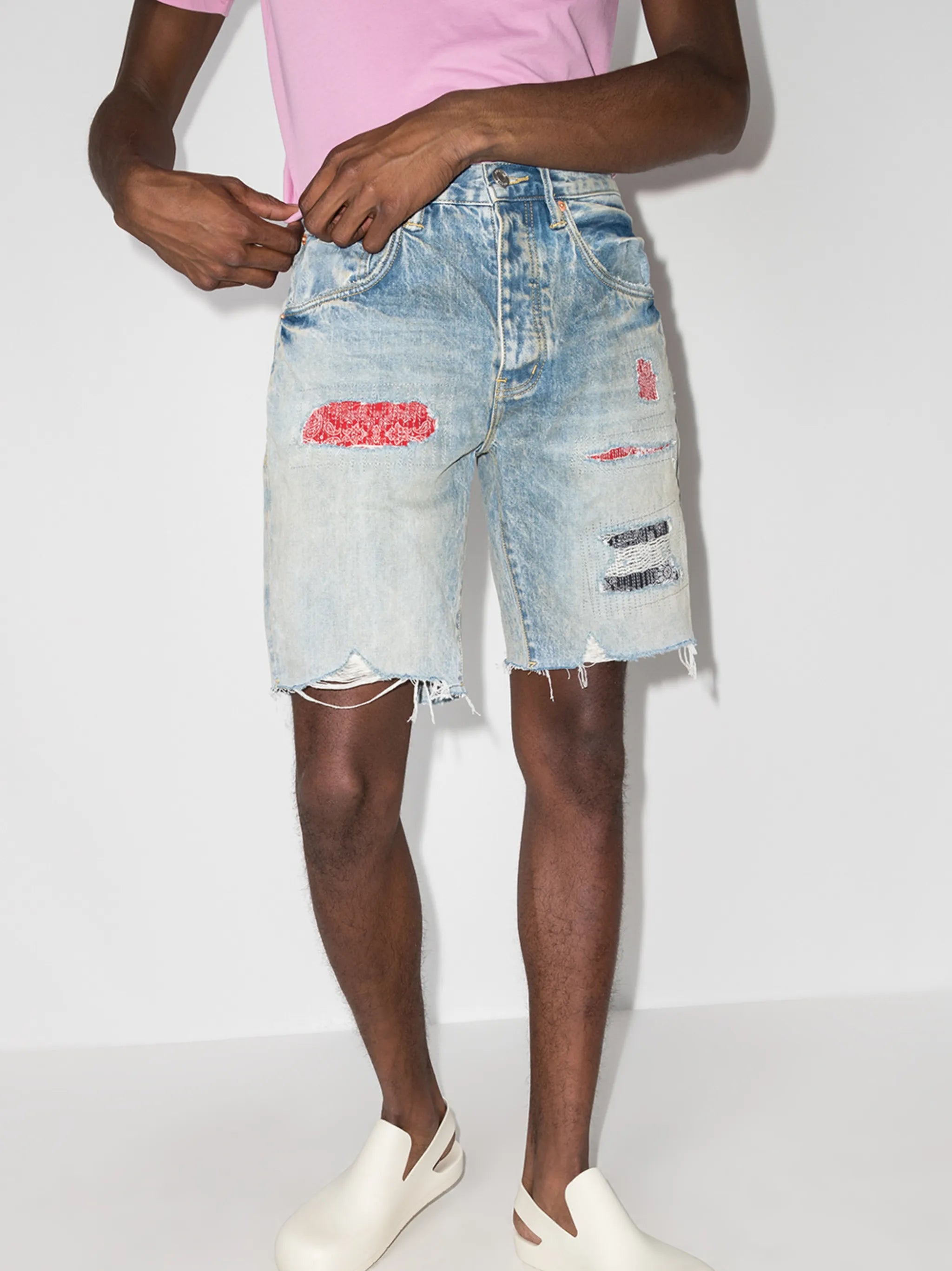distressed denim shorts