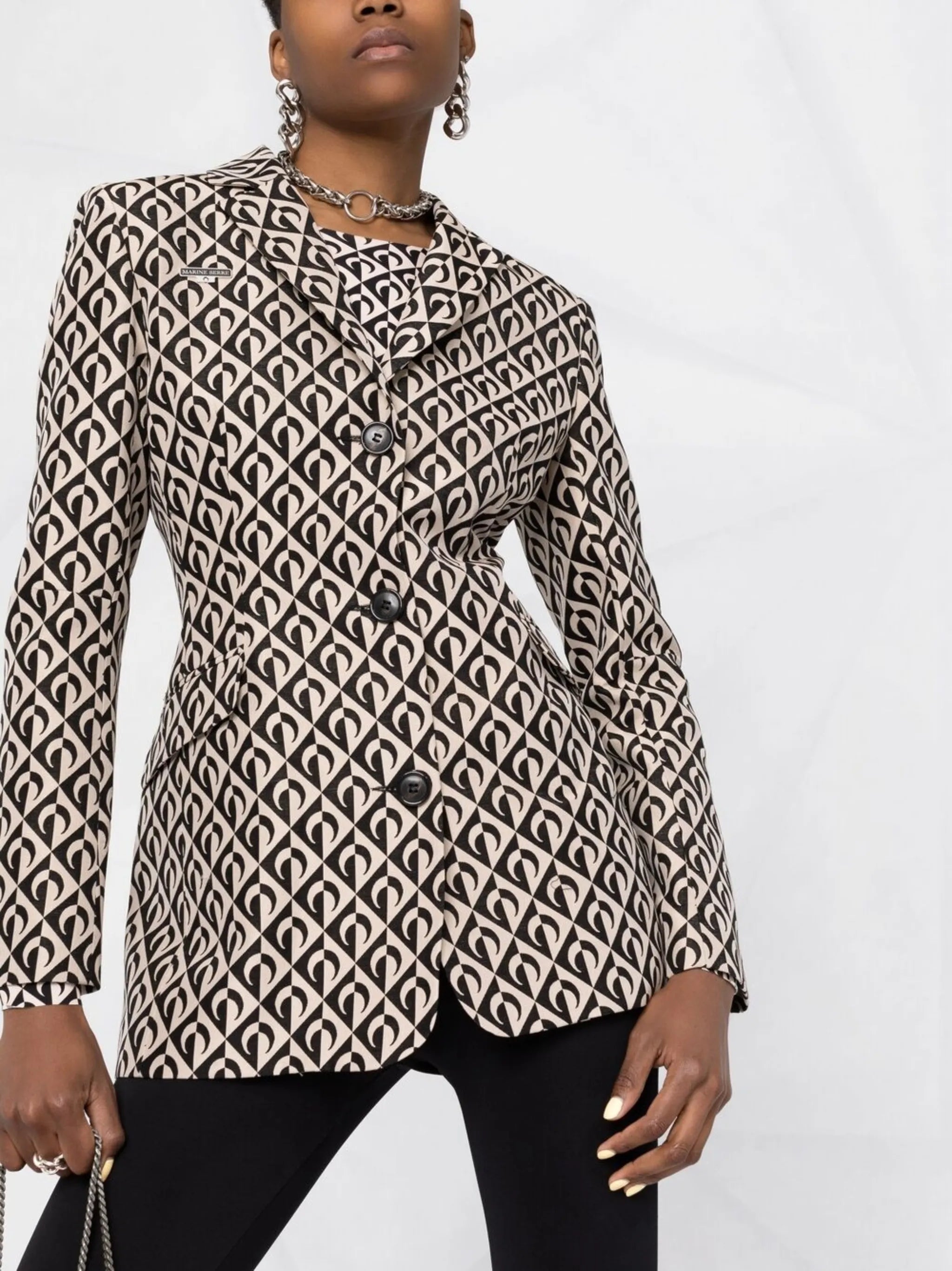 logo-print single-breasted blazer
