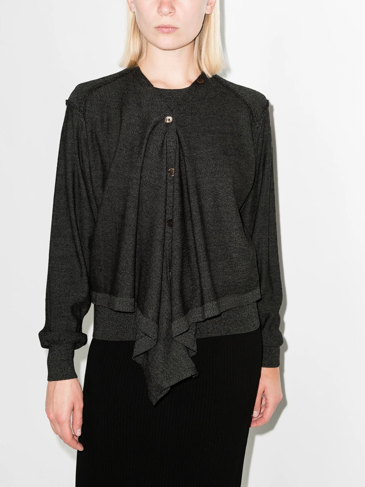 draped V-neck cardigan