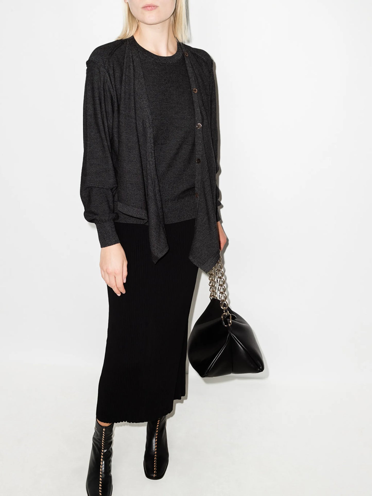 draped V-neck cardigan