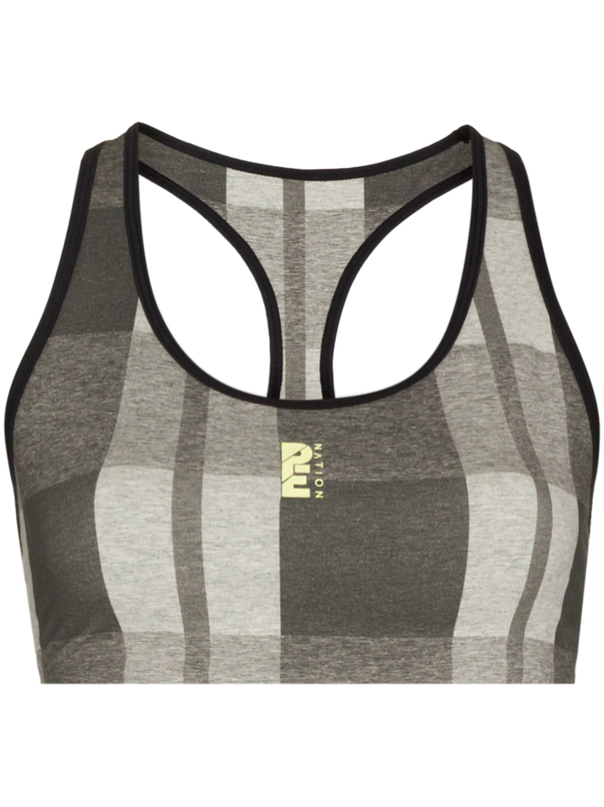 Energy check-print sports bra