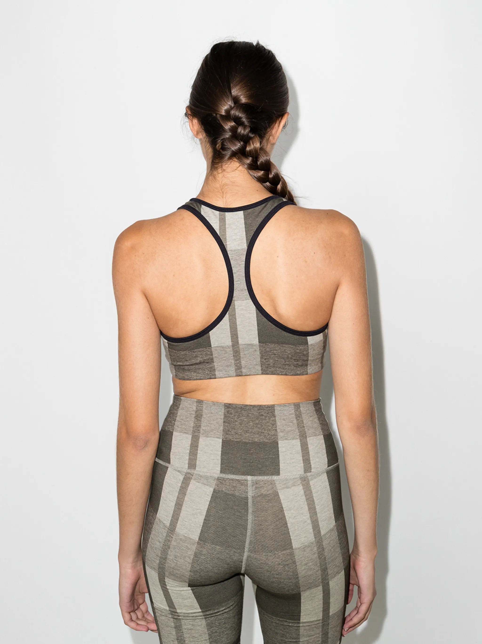 Energy check-print sports bra