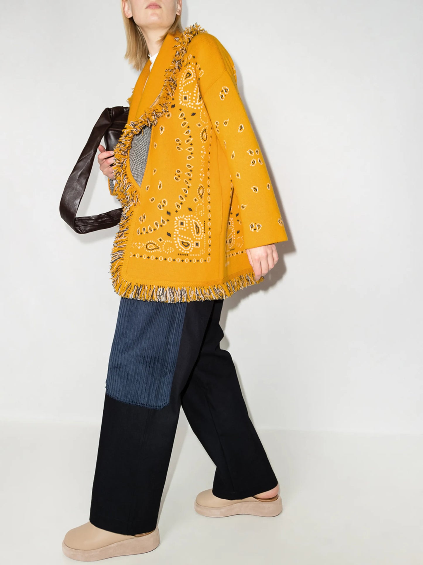 Bandana jacquard belted cardigan