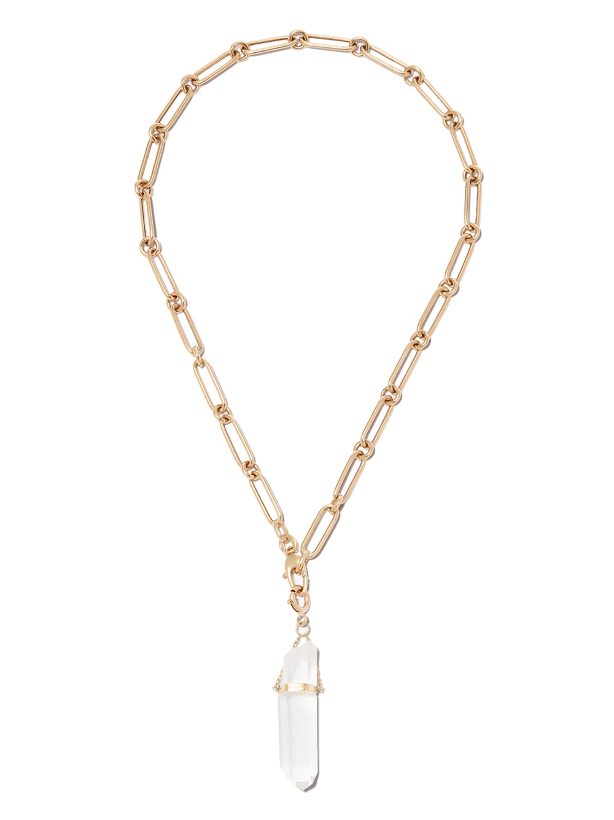 14kt yellow gold chain crystal necklace