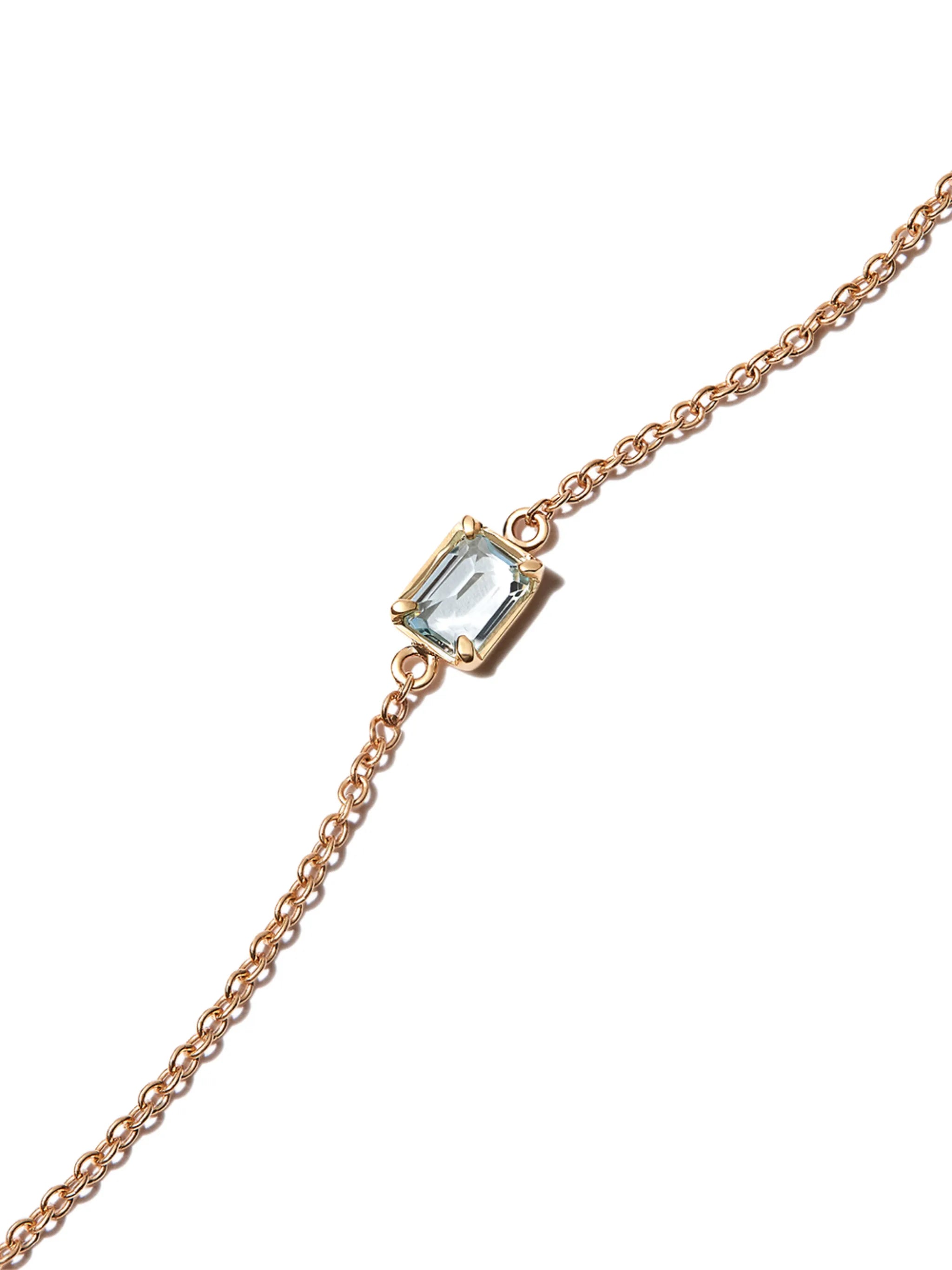 14kt yellow gold Aquamarine chain bracelet