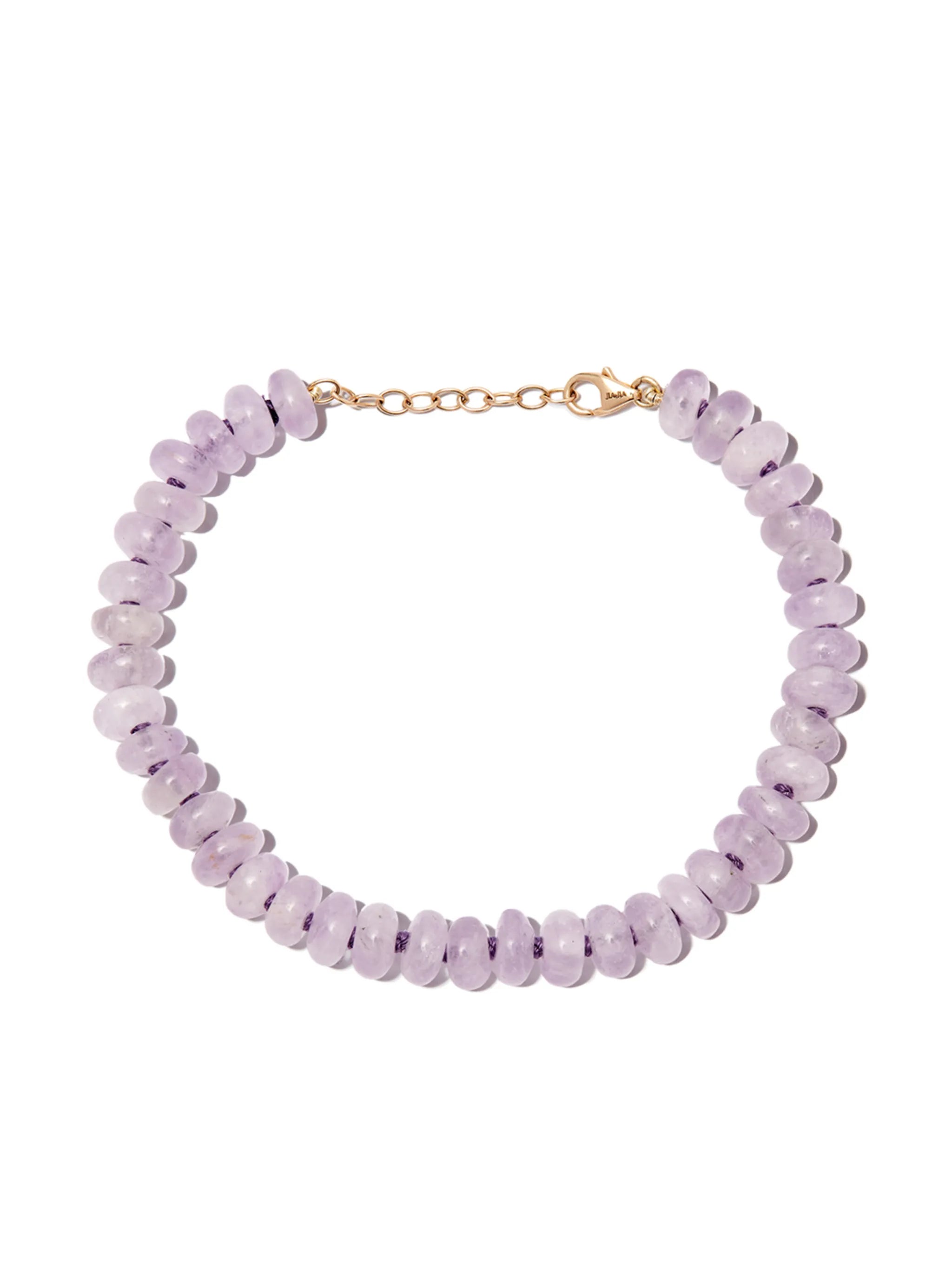 14kt yellow gold amethyst crystal beaded bracelet