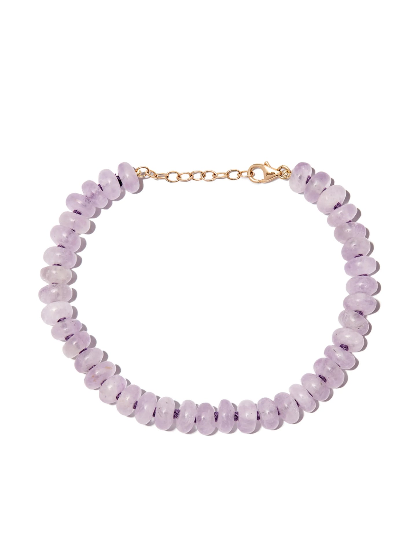 14kt yellow gold amethyst crystal beaded bracelet