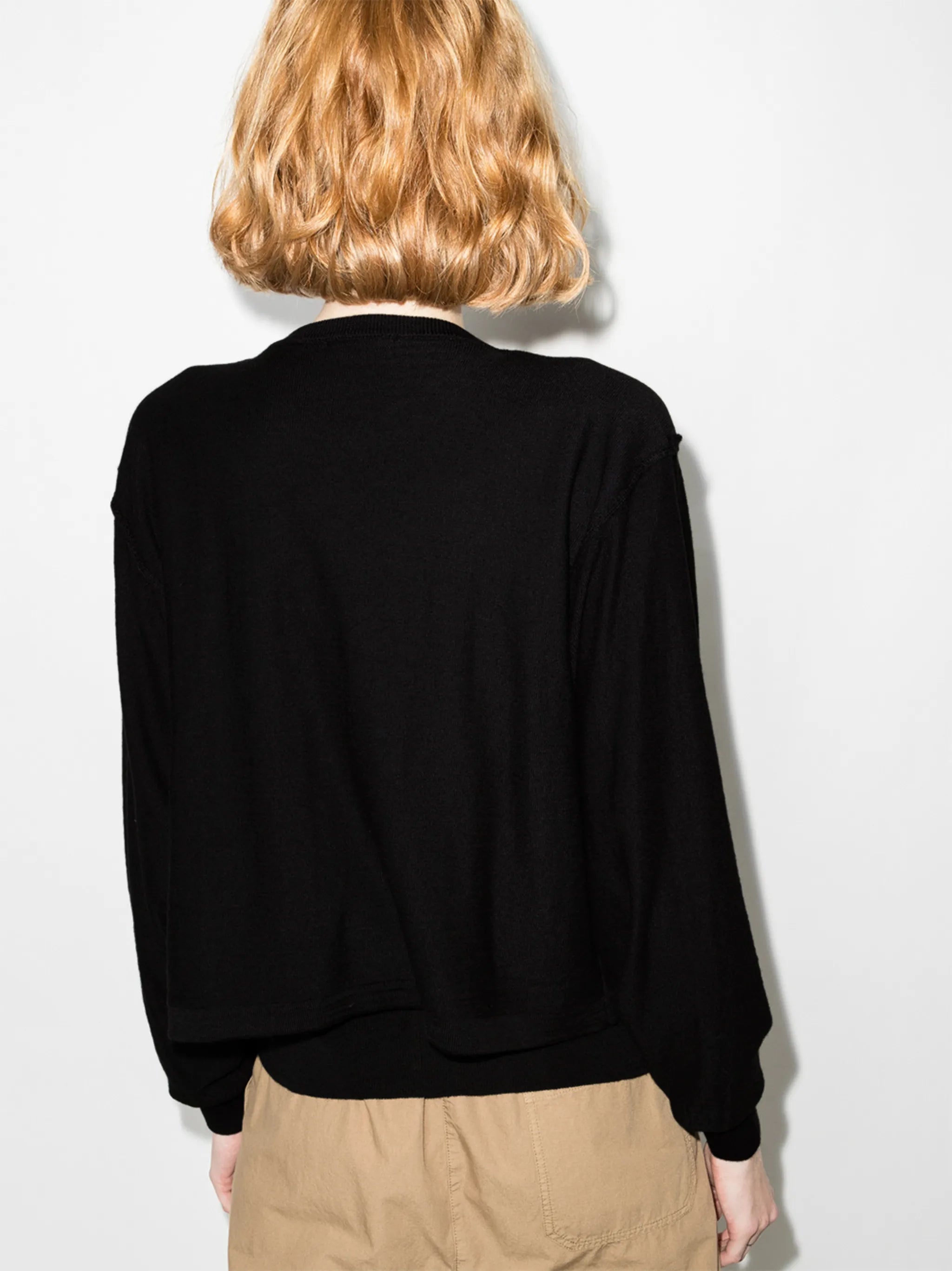 layered fine-knit cardigan