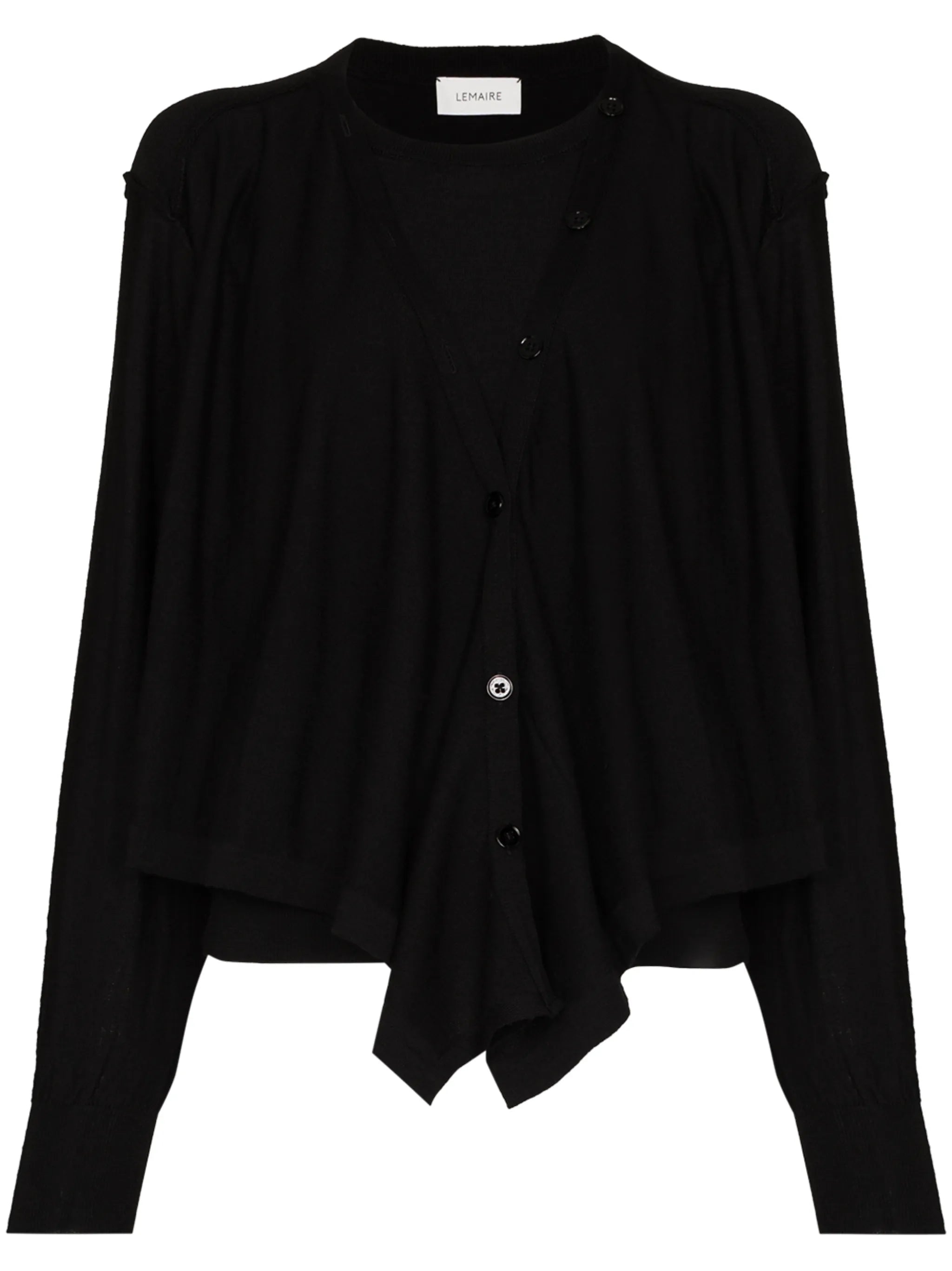 layered fine-knit cardigan