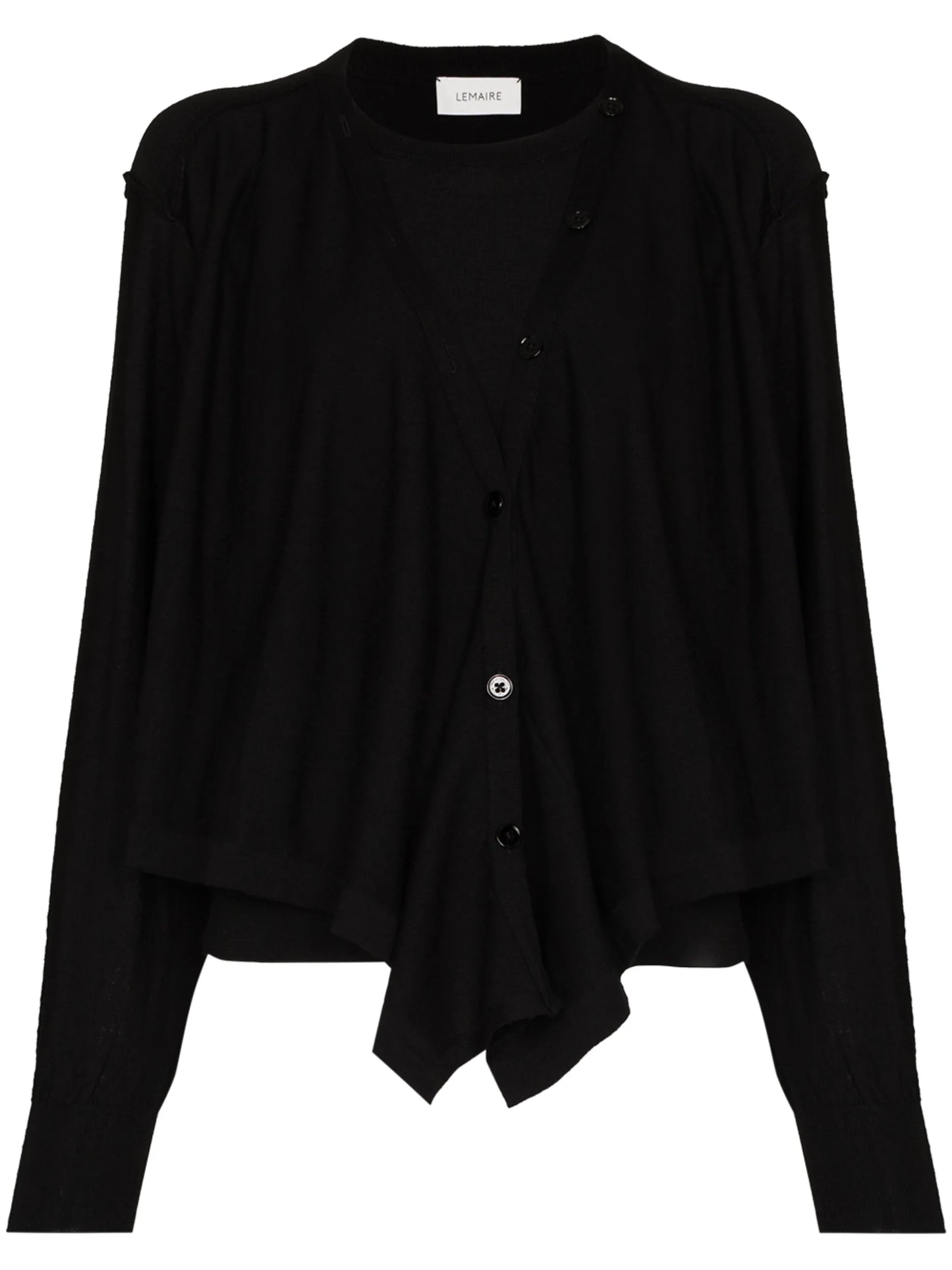 layered fine-knit cardigan