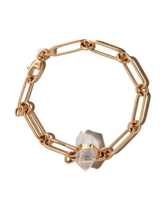 14kt yellow gold crystal quartz large link chain bracelet