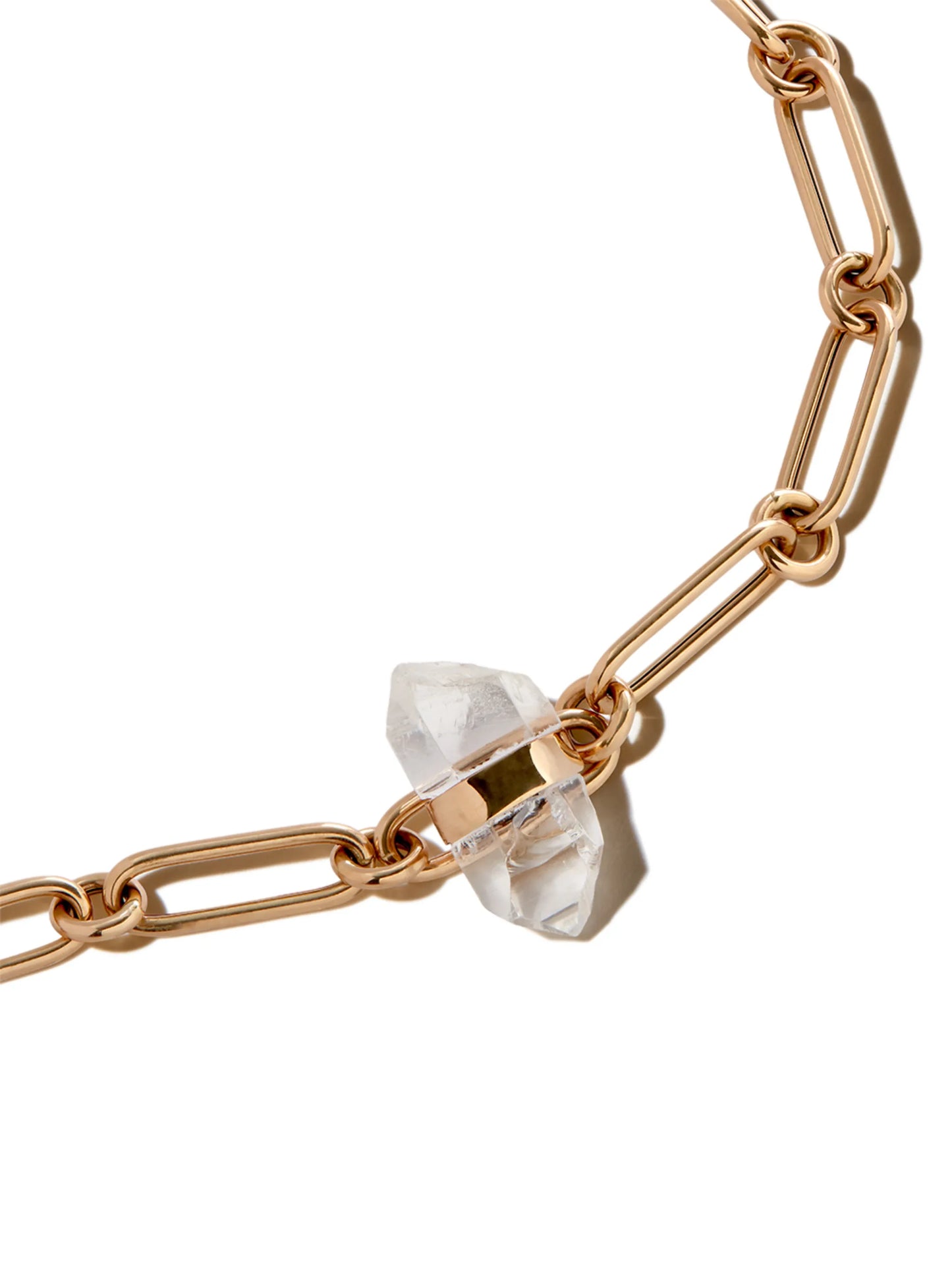 14kt yellow gold crystal quartz large link chain bracelet