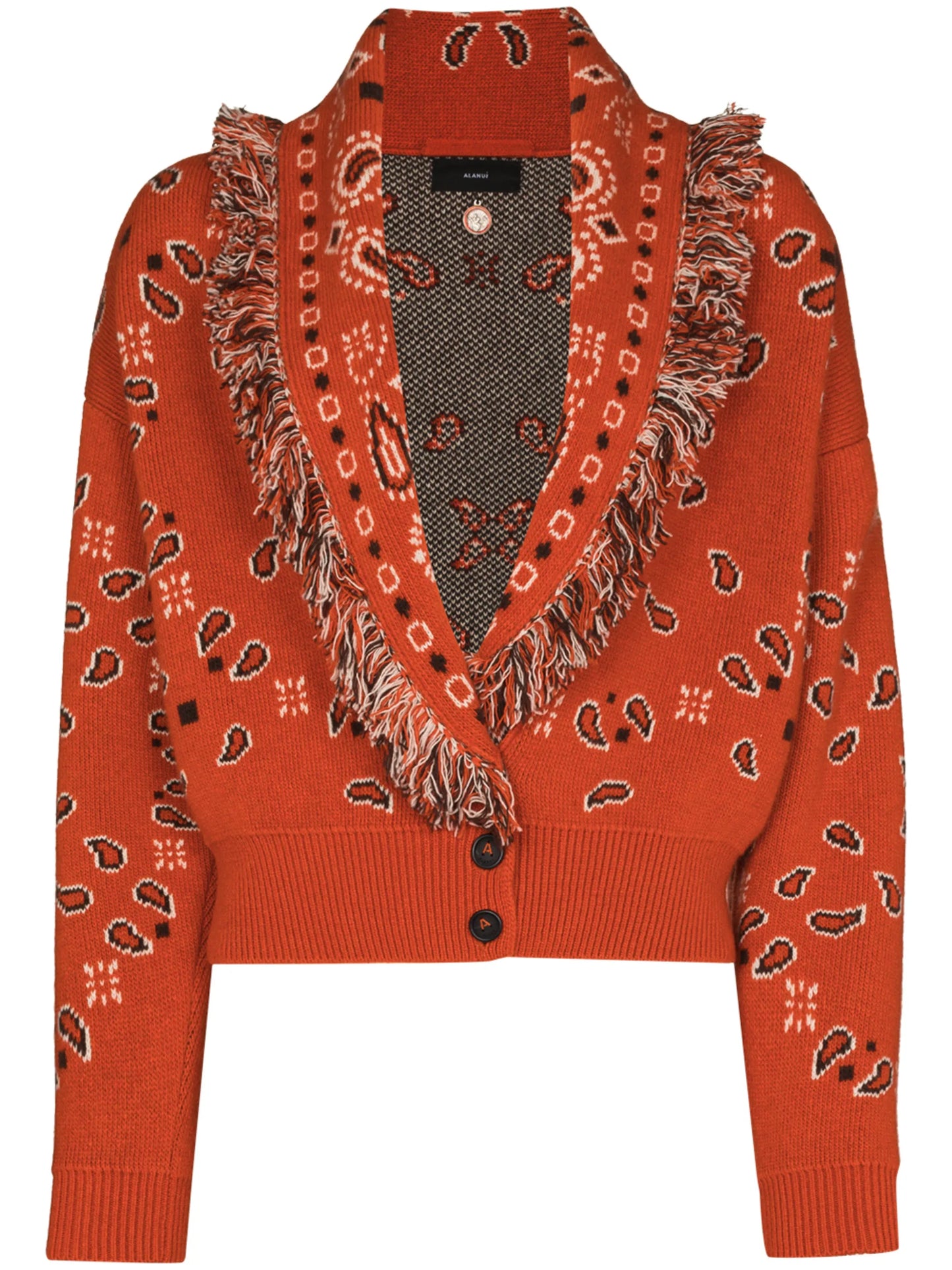 bandana-pattern V-neck cardigan