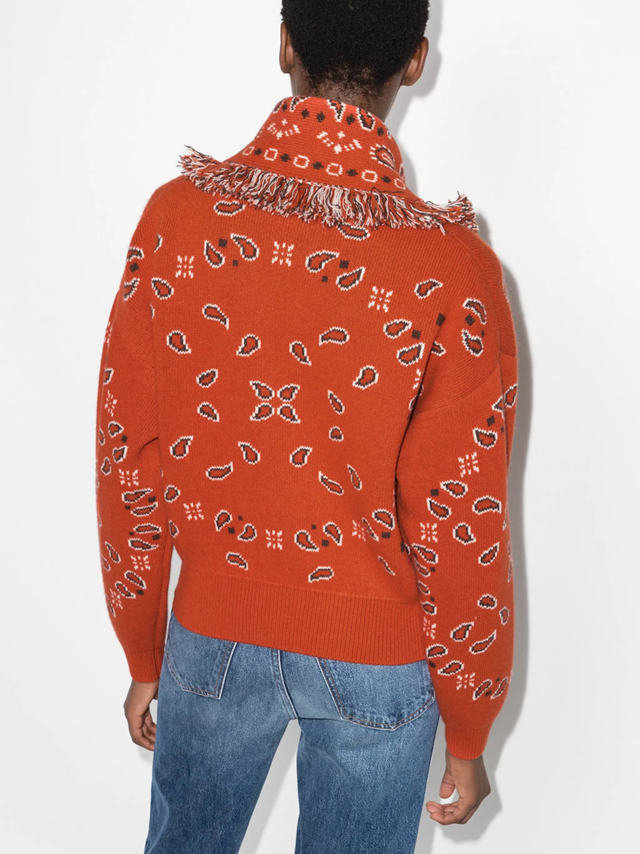 bandana-pattern V-neck cardigan