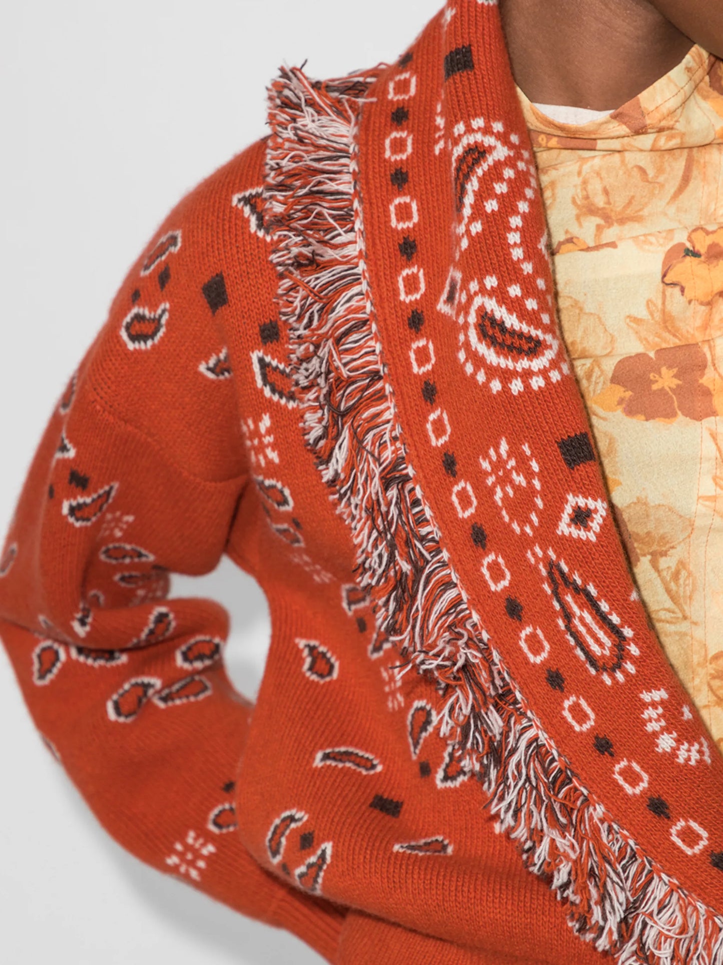 bandana-pattern V-neck cardigan