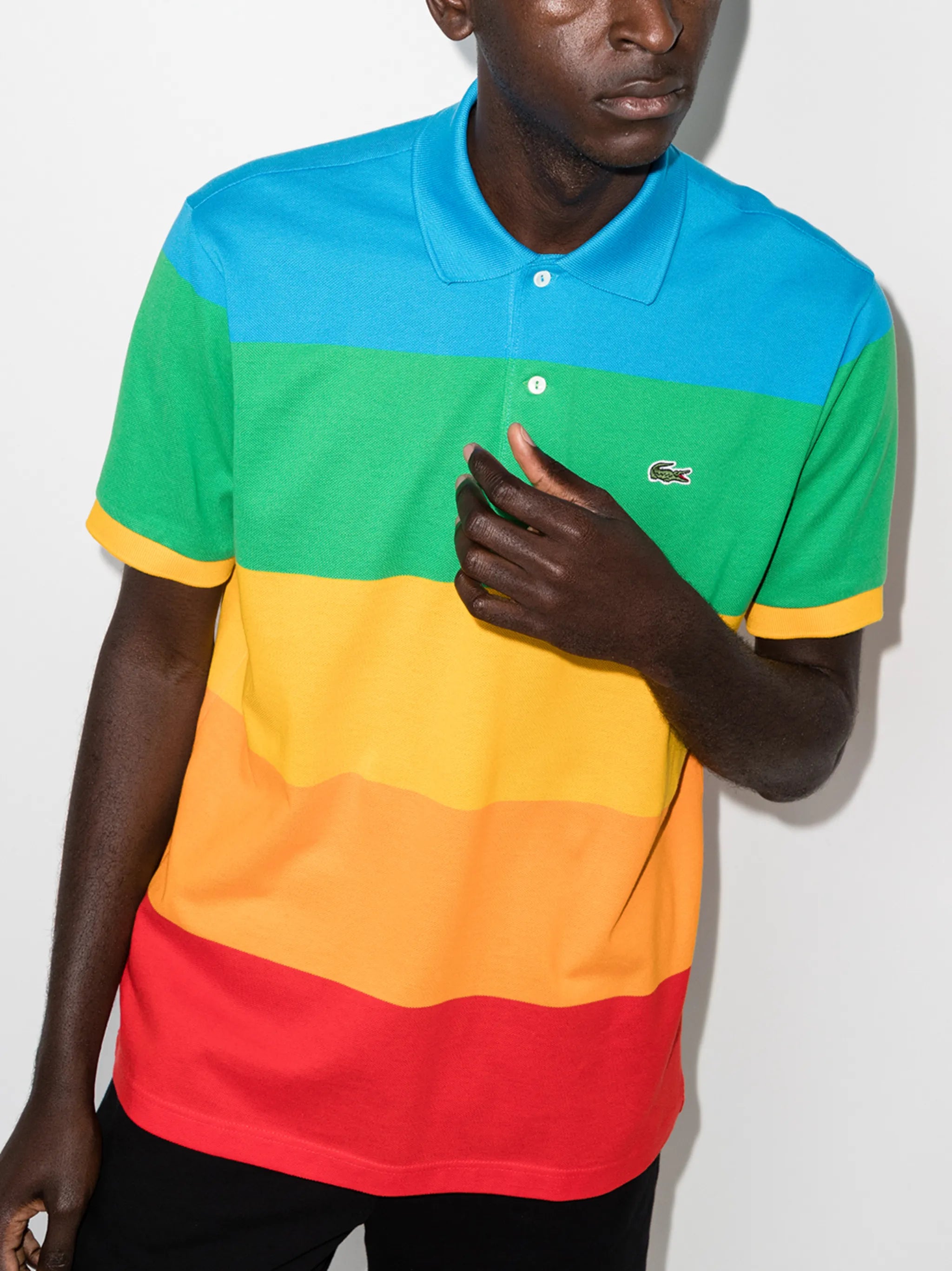 x Polaroid rainbow stripe polo shirt