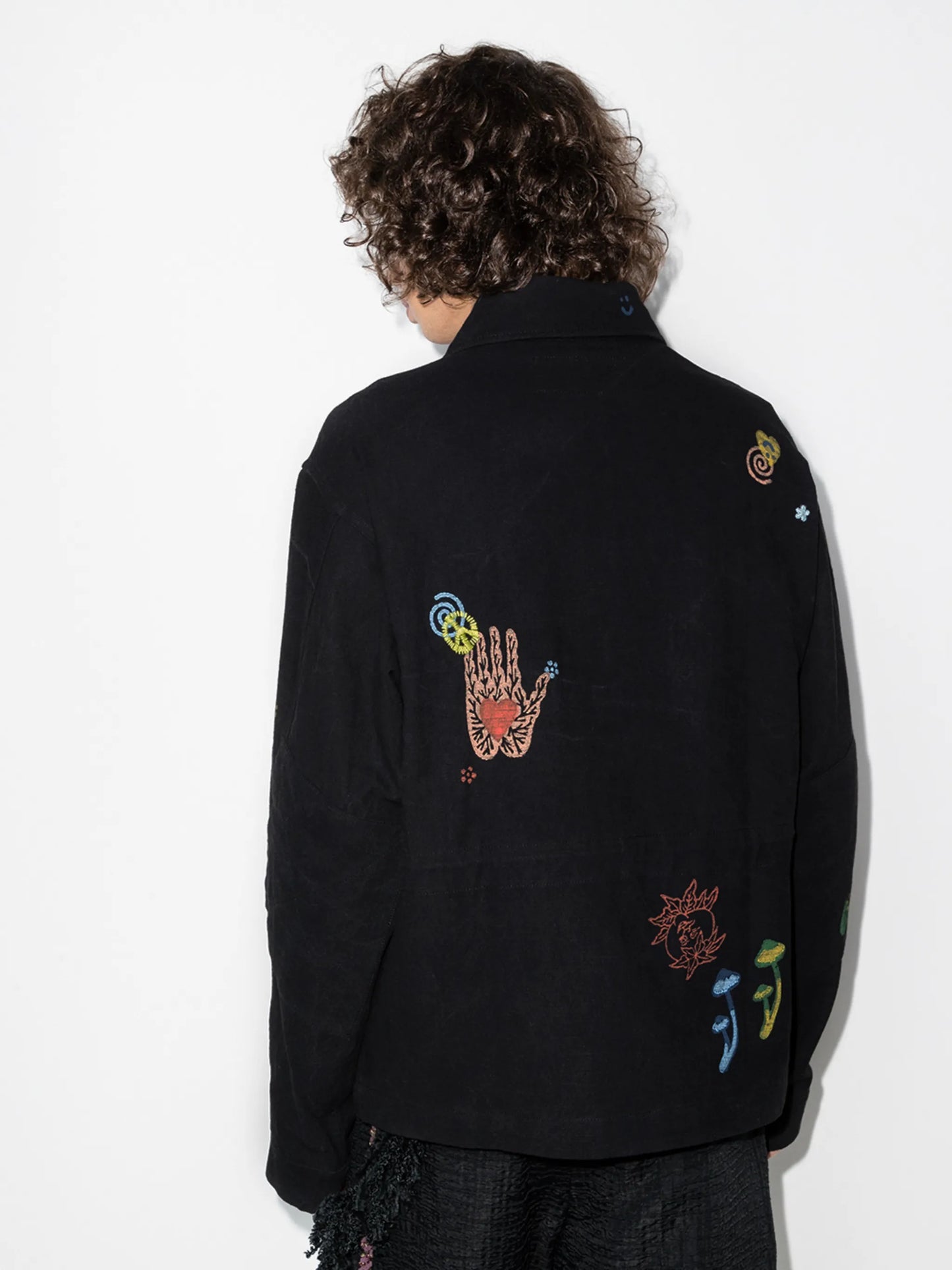 Helix embroidered-motif shirt jacket