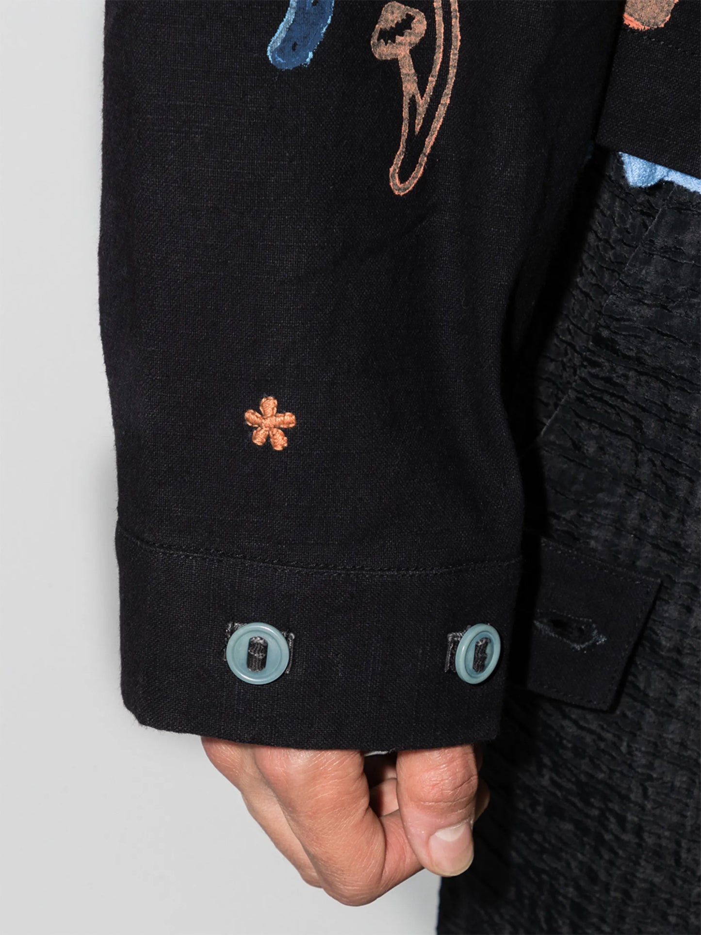 Helix embroidered-motif shirt jacket