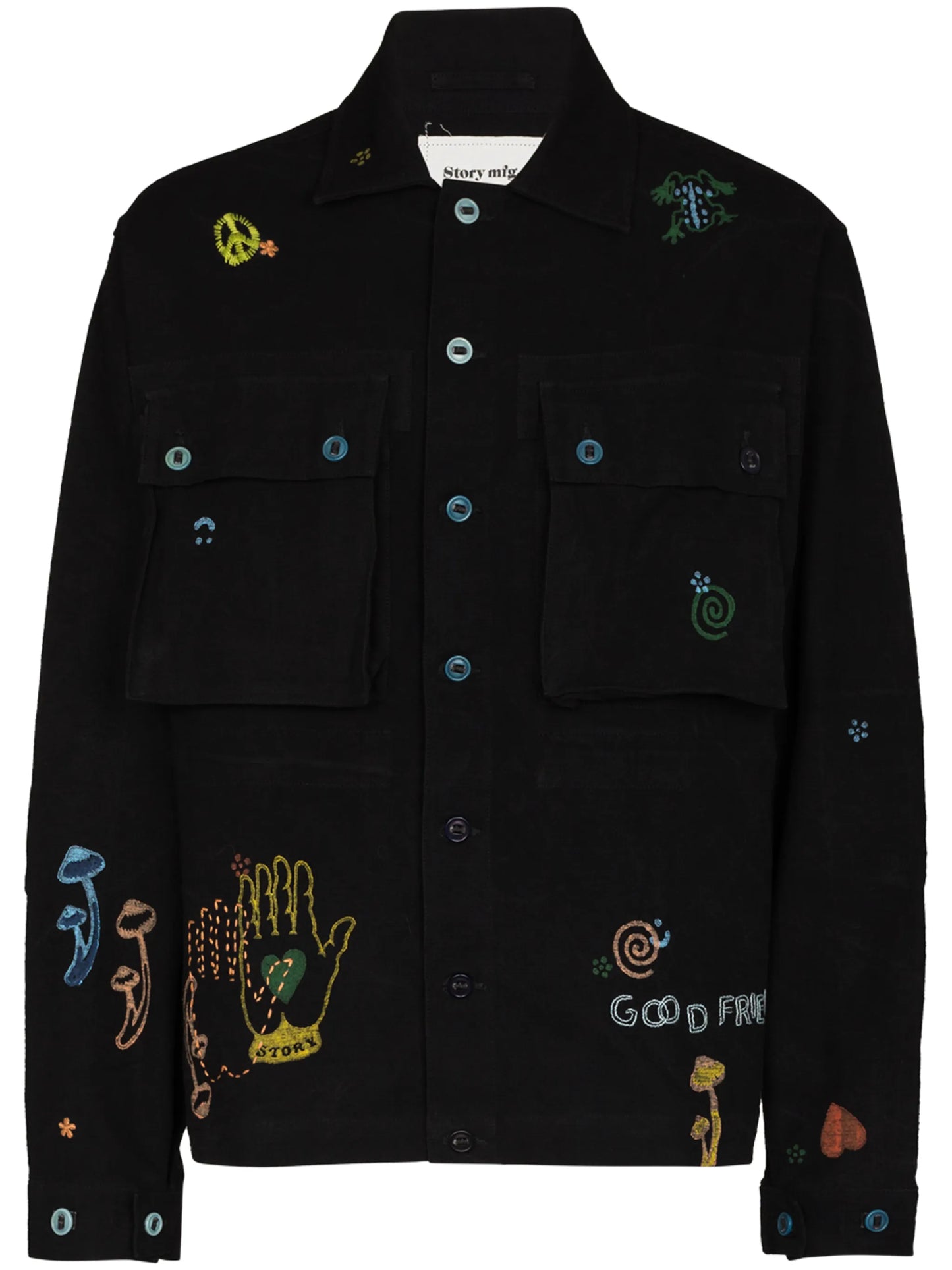 Helix embroidered-motif shirt jacket