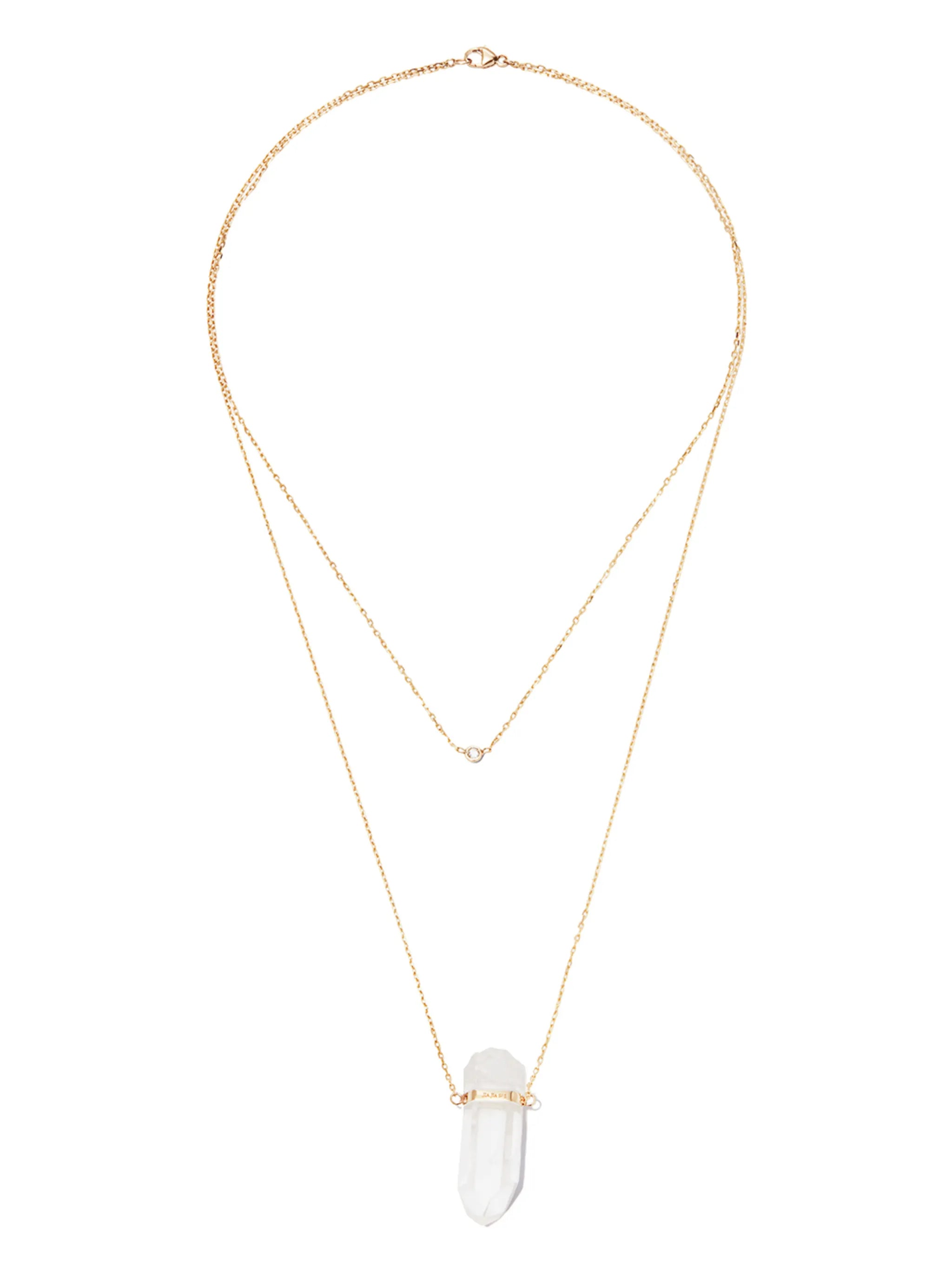 14kt yellow gold crystal quartz necklace