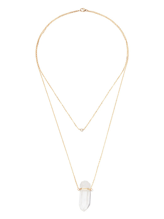 14kt yellow gold crystal quartz necklace
