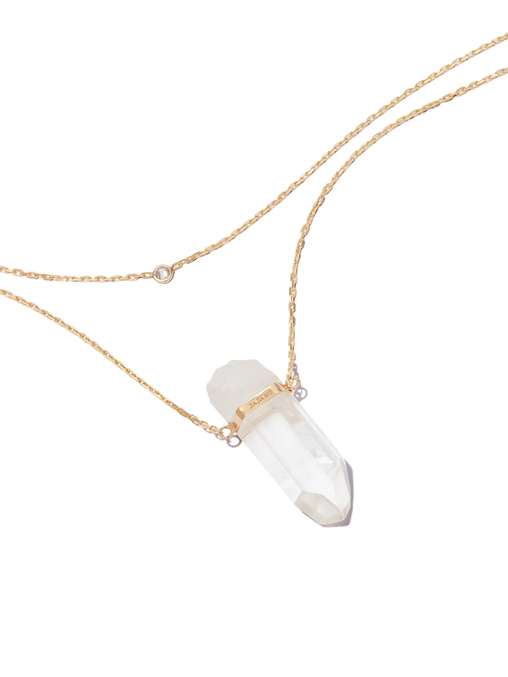 14kt yellow gold crystal quartz necklace