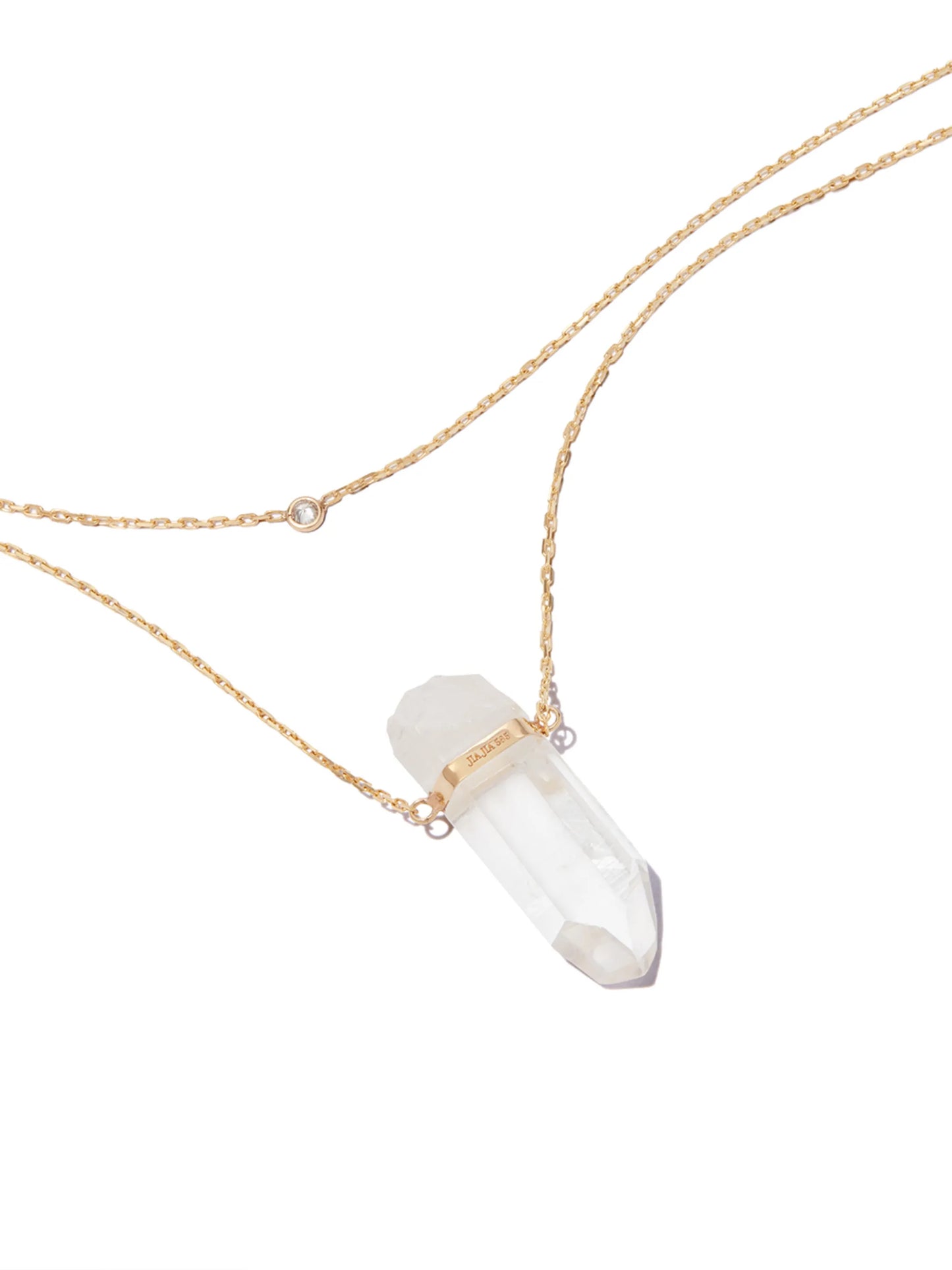 14kt yellow gold crystal quartz necklace