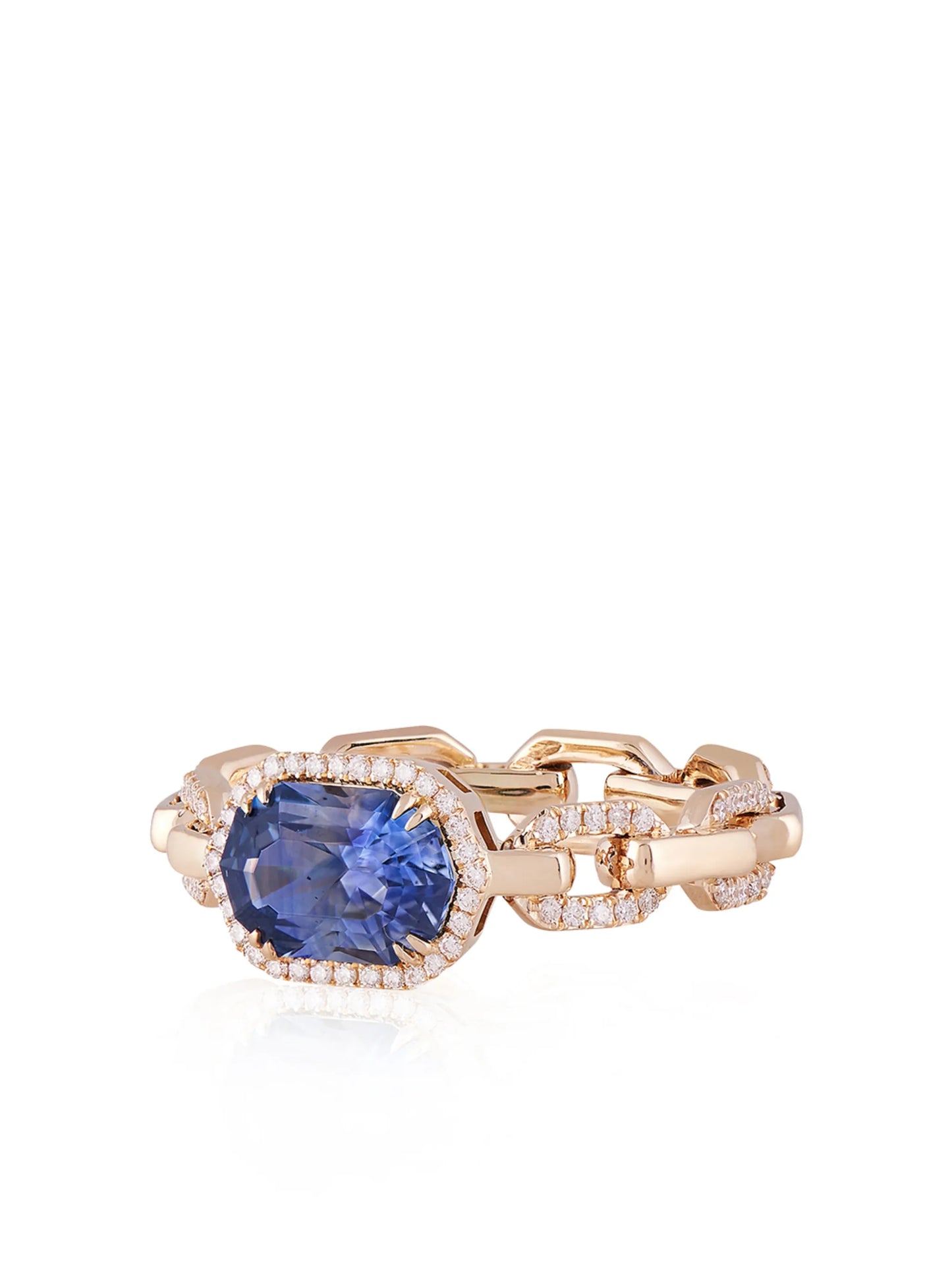 14kt sapphire diamond chain-link ring
