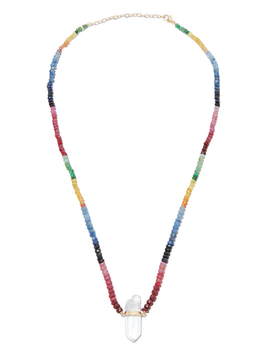 14kt yellow gold quartz necklace