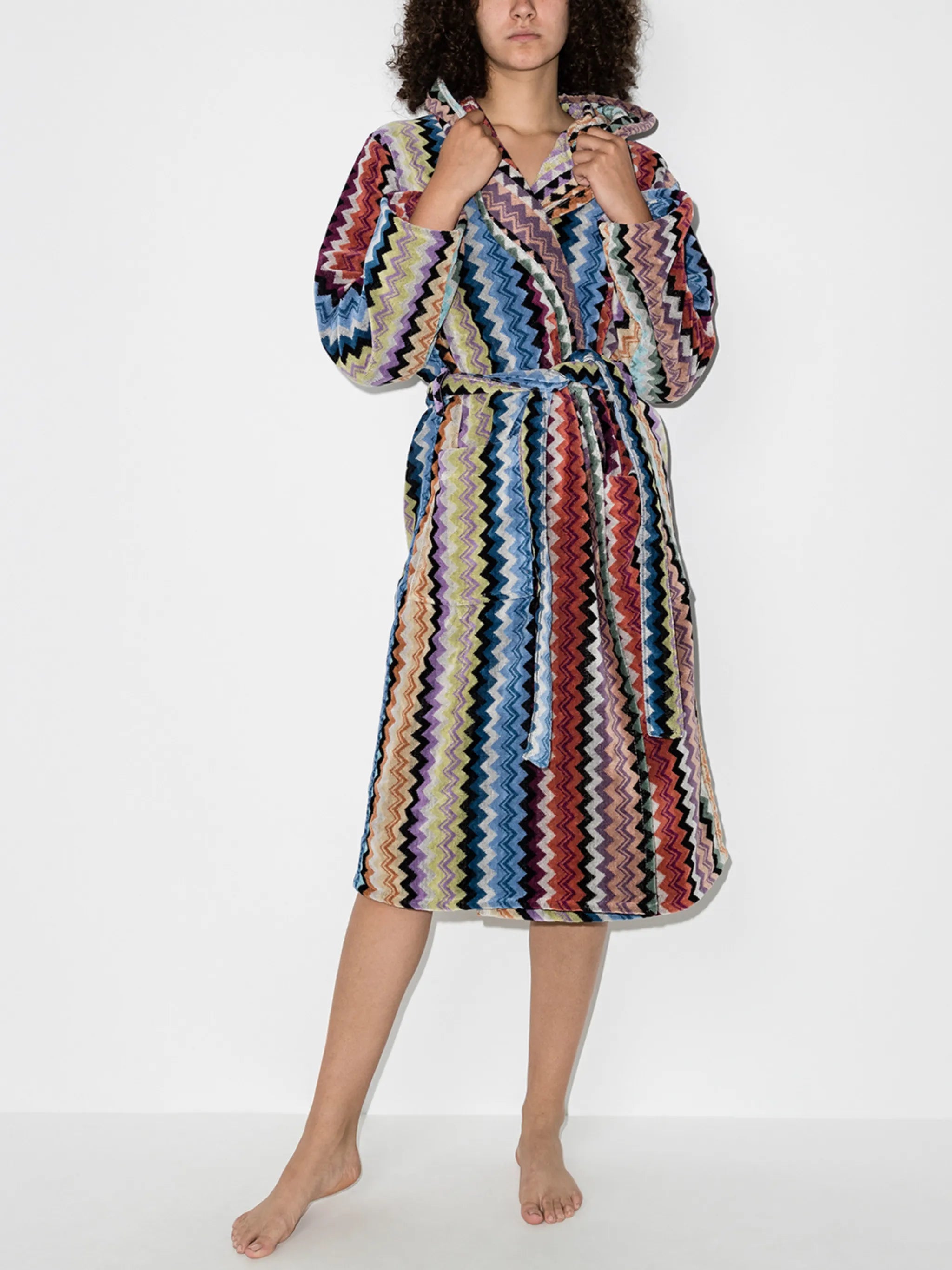 Adam hooded belted robe