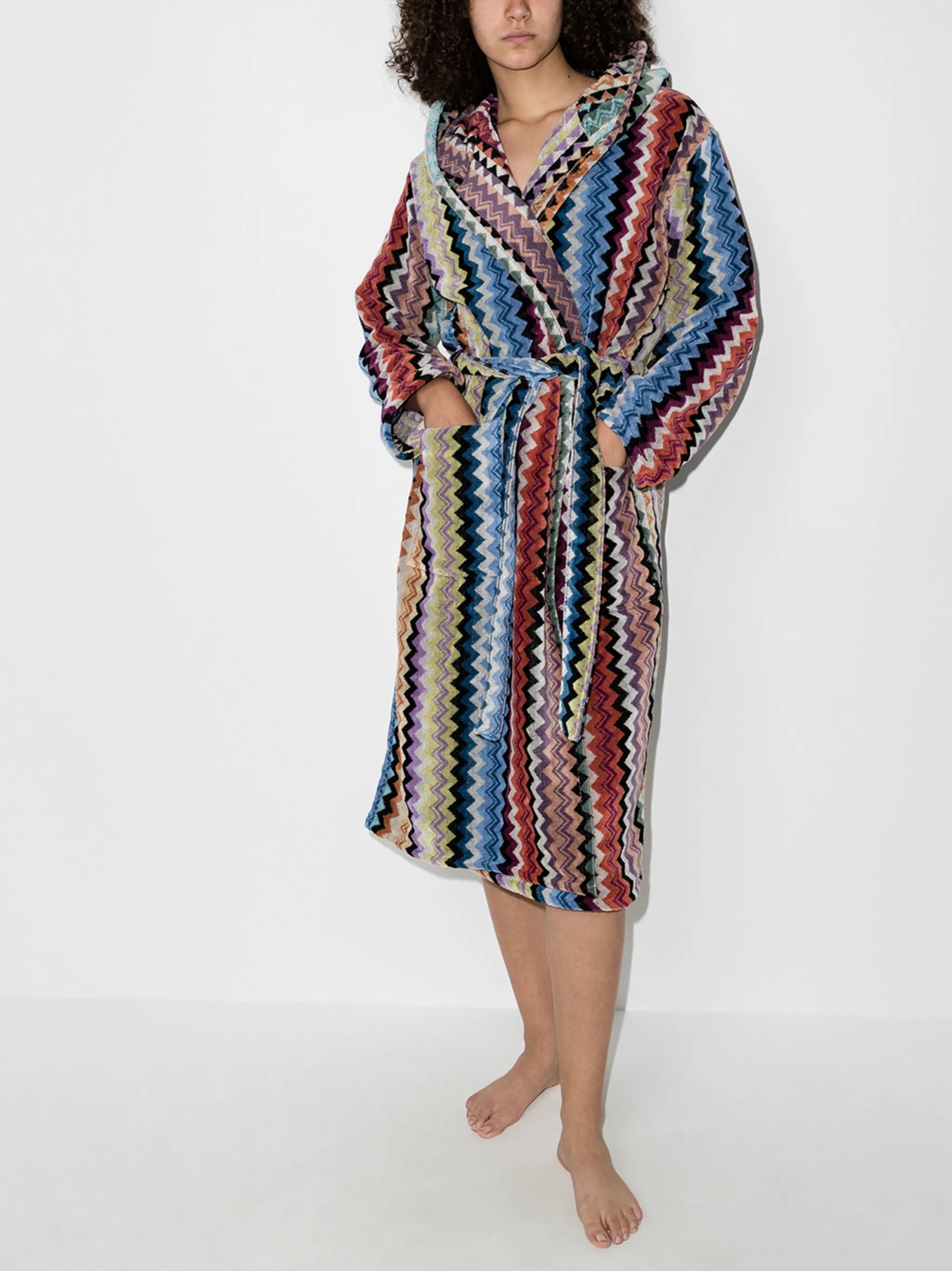 Adam hooded belted robe