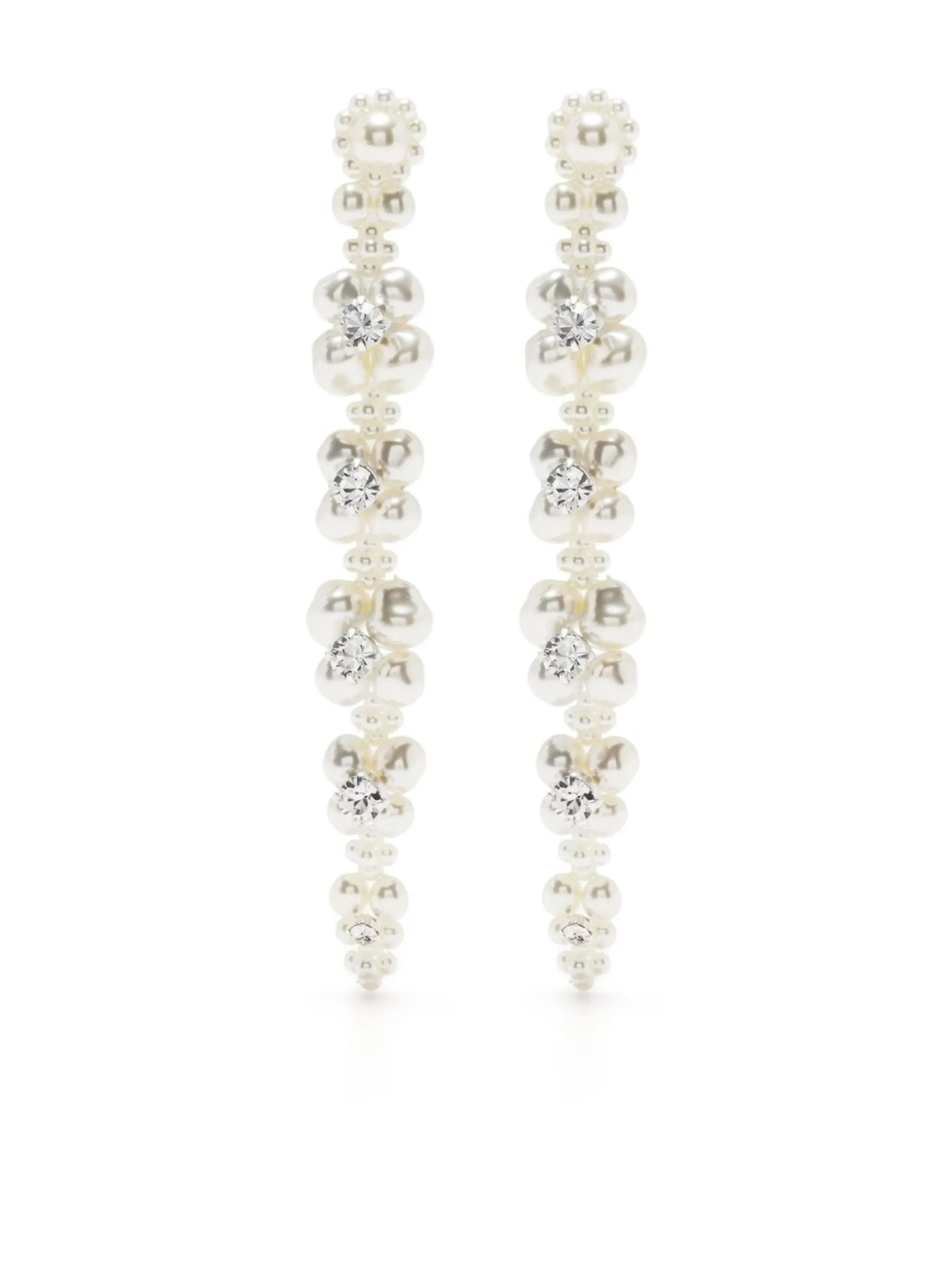 faux-pearl crystal drop earrings