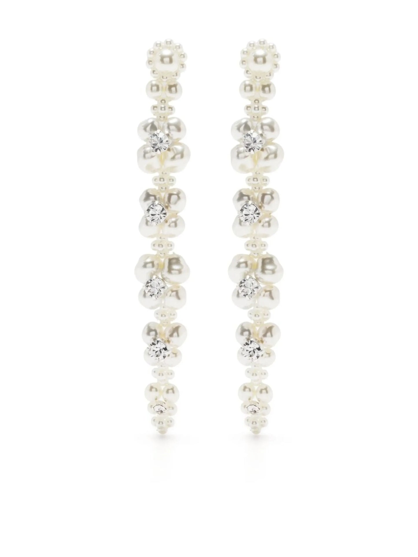 faux-pearl crystal drop earrings