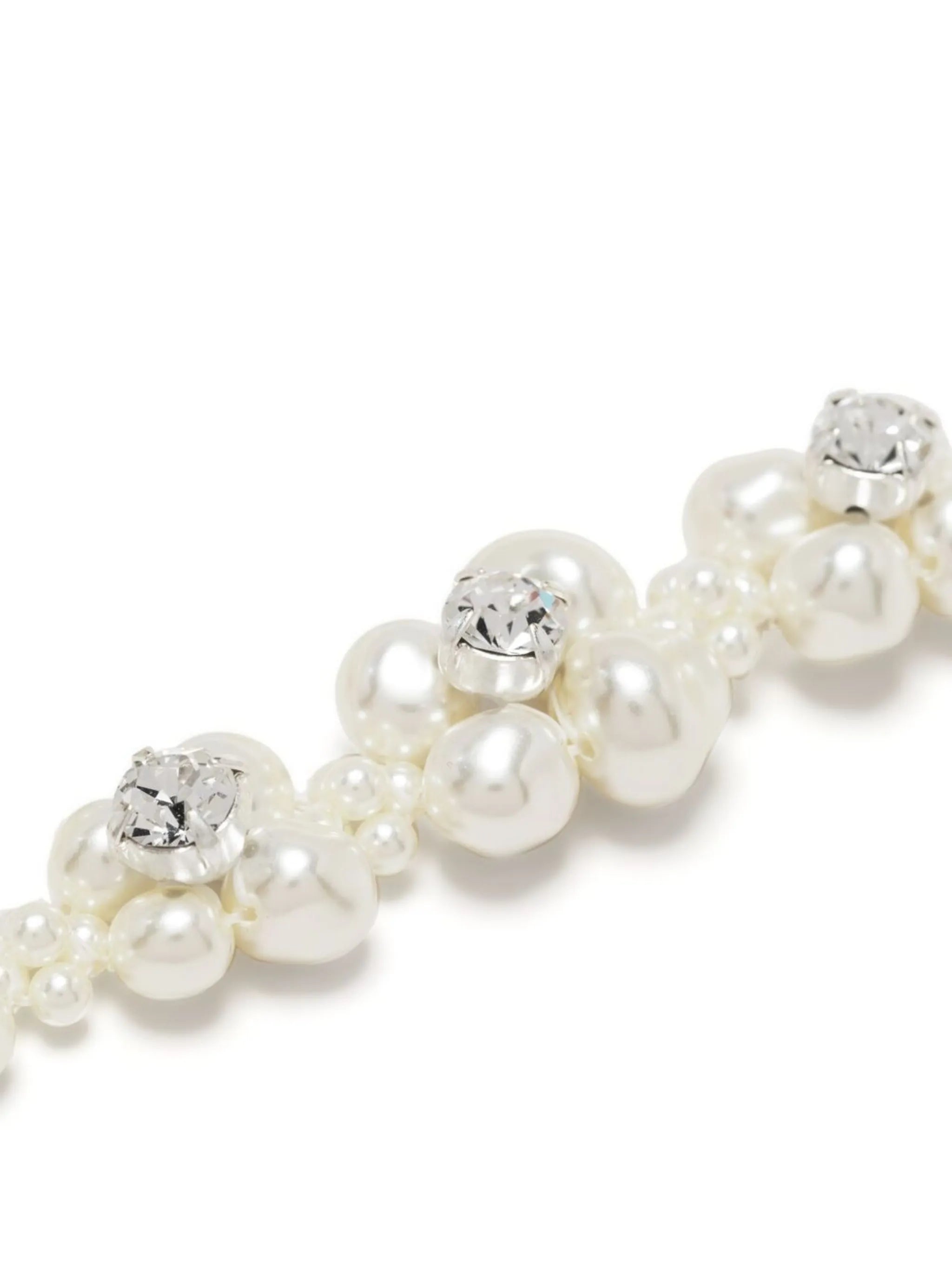 faux-pearl crystal drop earrings