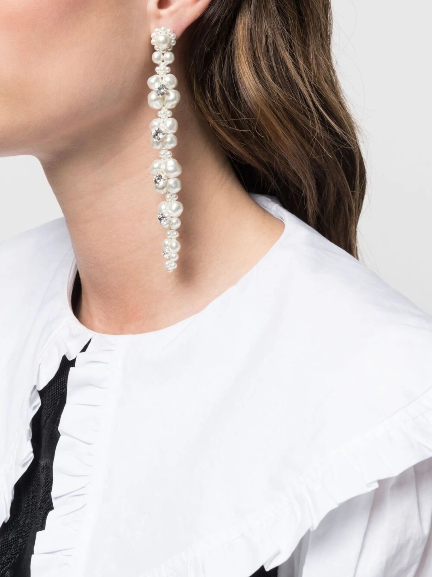 faux-pearl crystal drop earrings