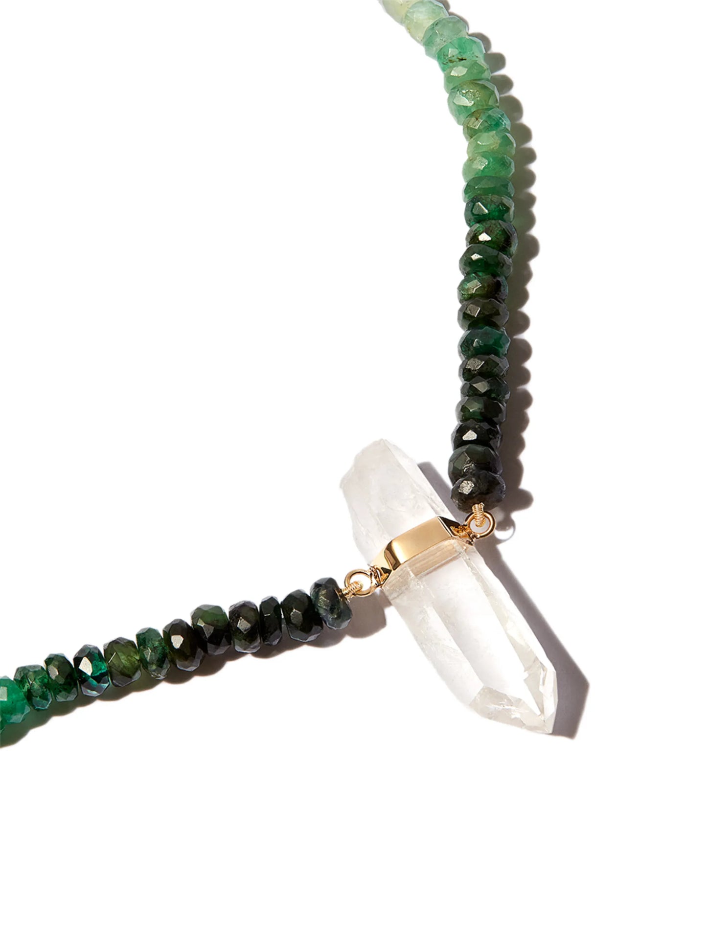14kt yellow gold ombre beaded crystal quartz necklace