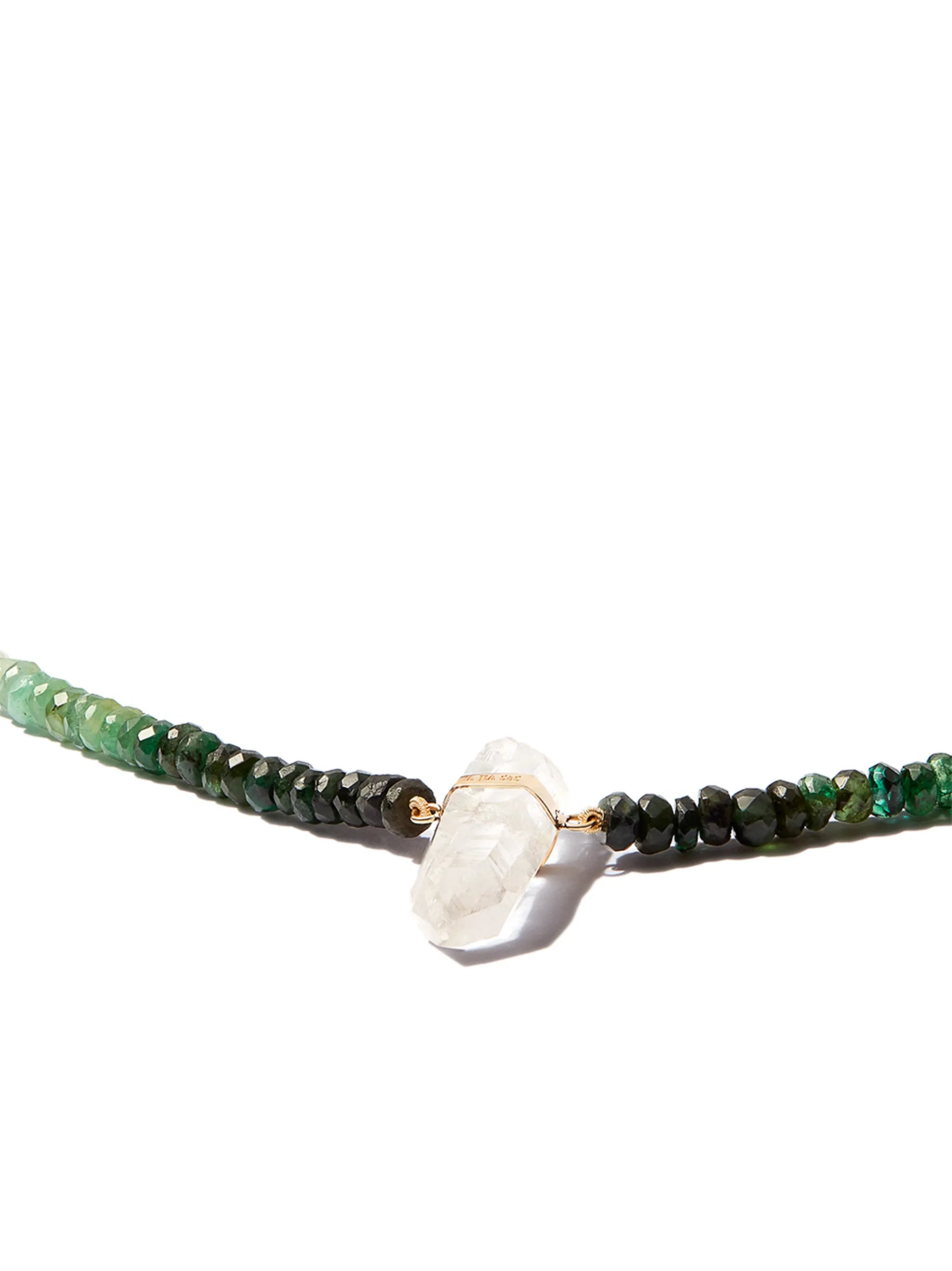 14kt yellow gold ombre beaded crystal quartz necklace
