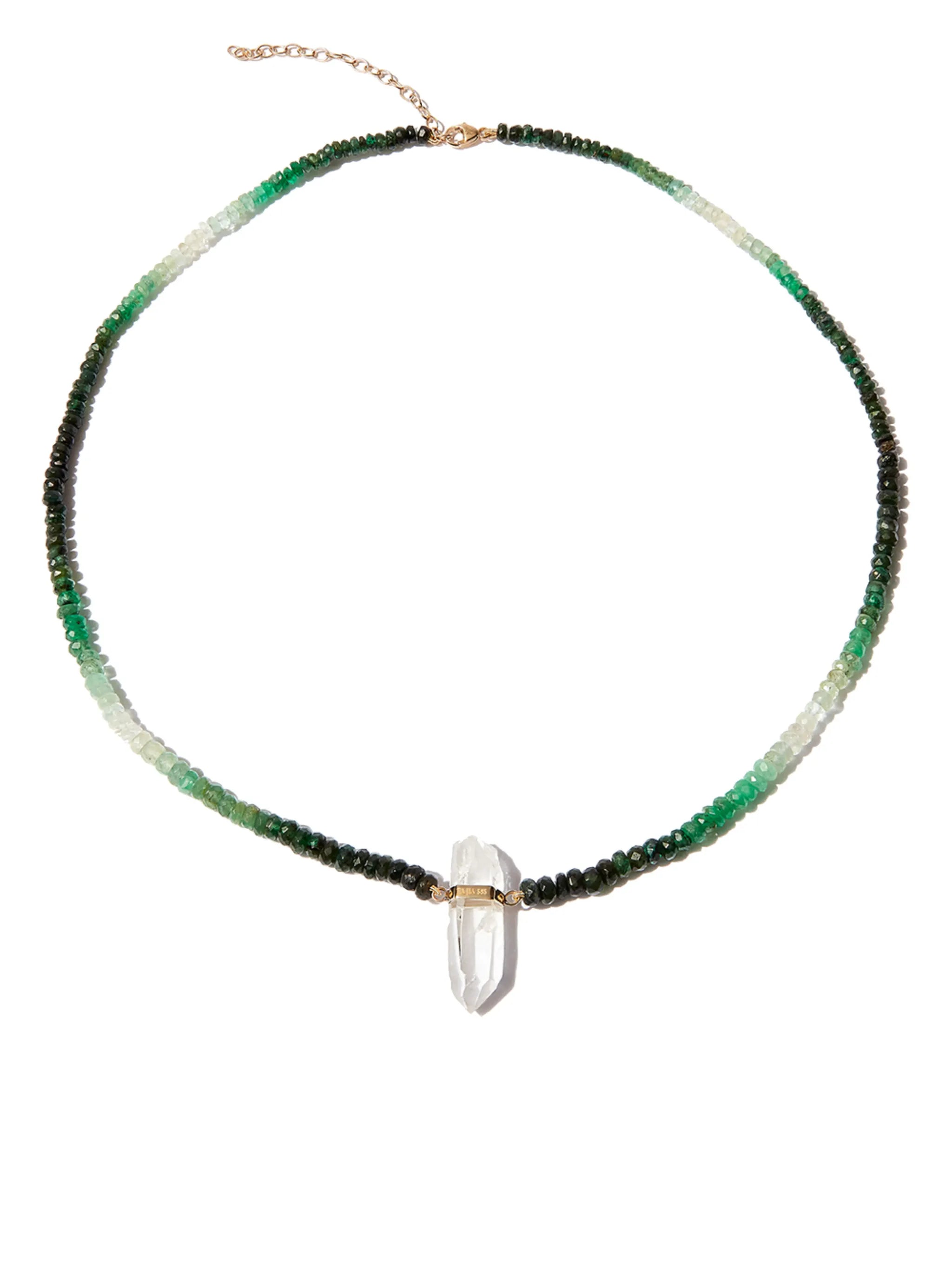 14kt yellow gold ombre beaded crystal quartz necklace