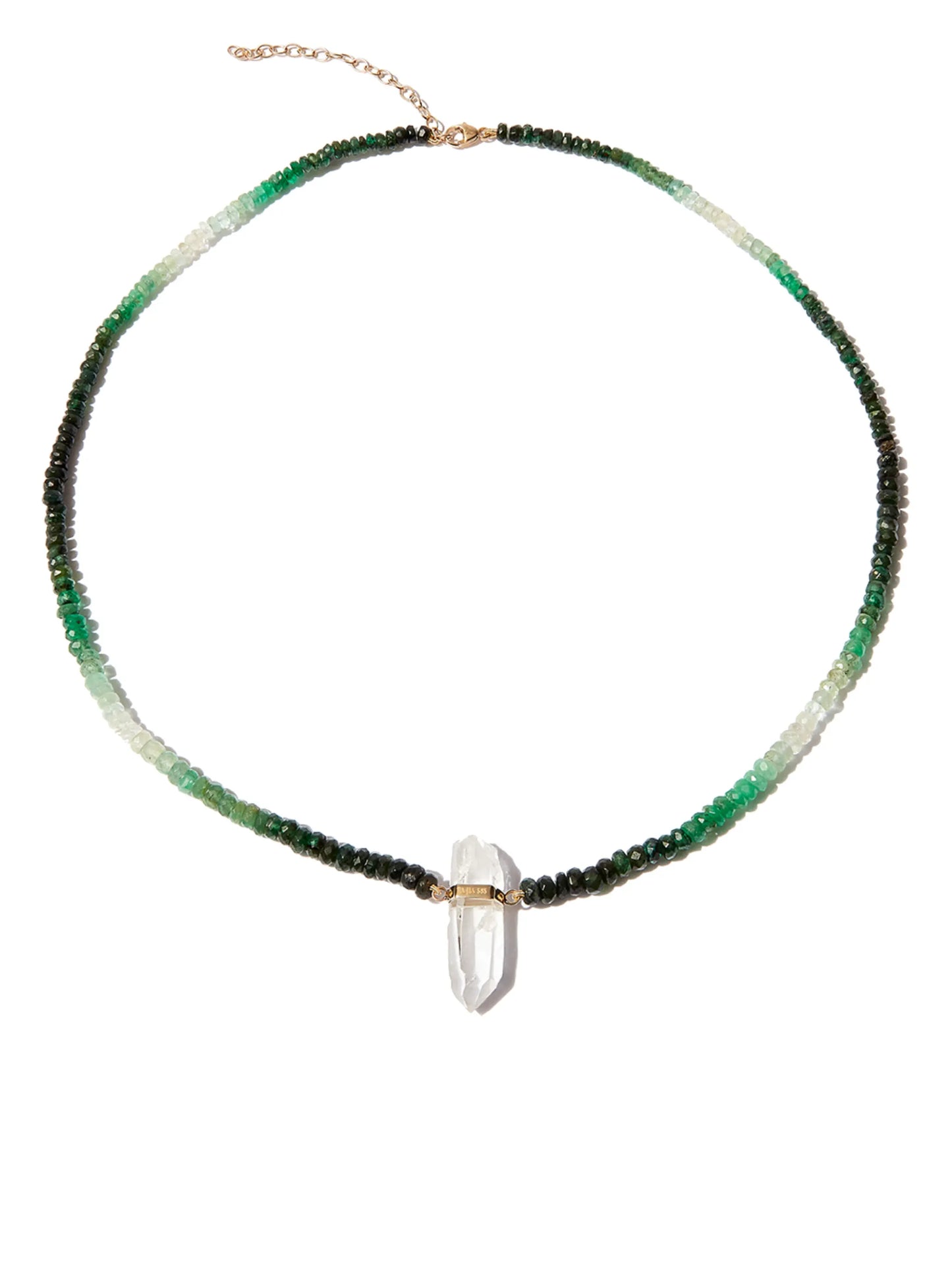 14kt yellow gold ombre beaded crystal quartz necklace
