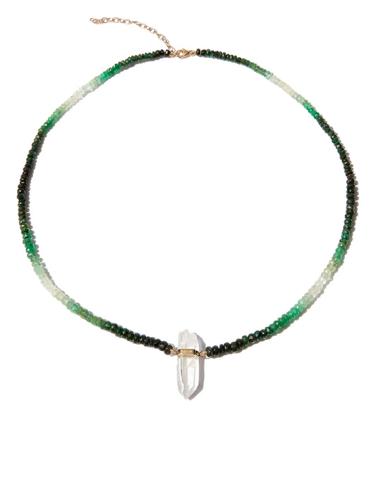 14kt yellow gold ombre beaded crystal quartz necklace