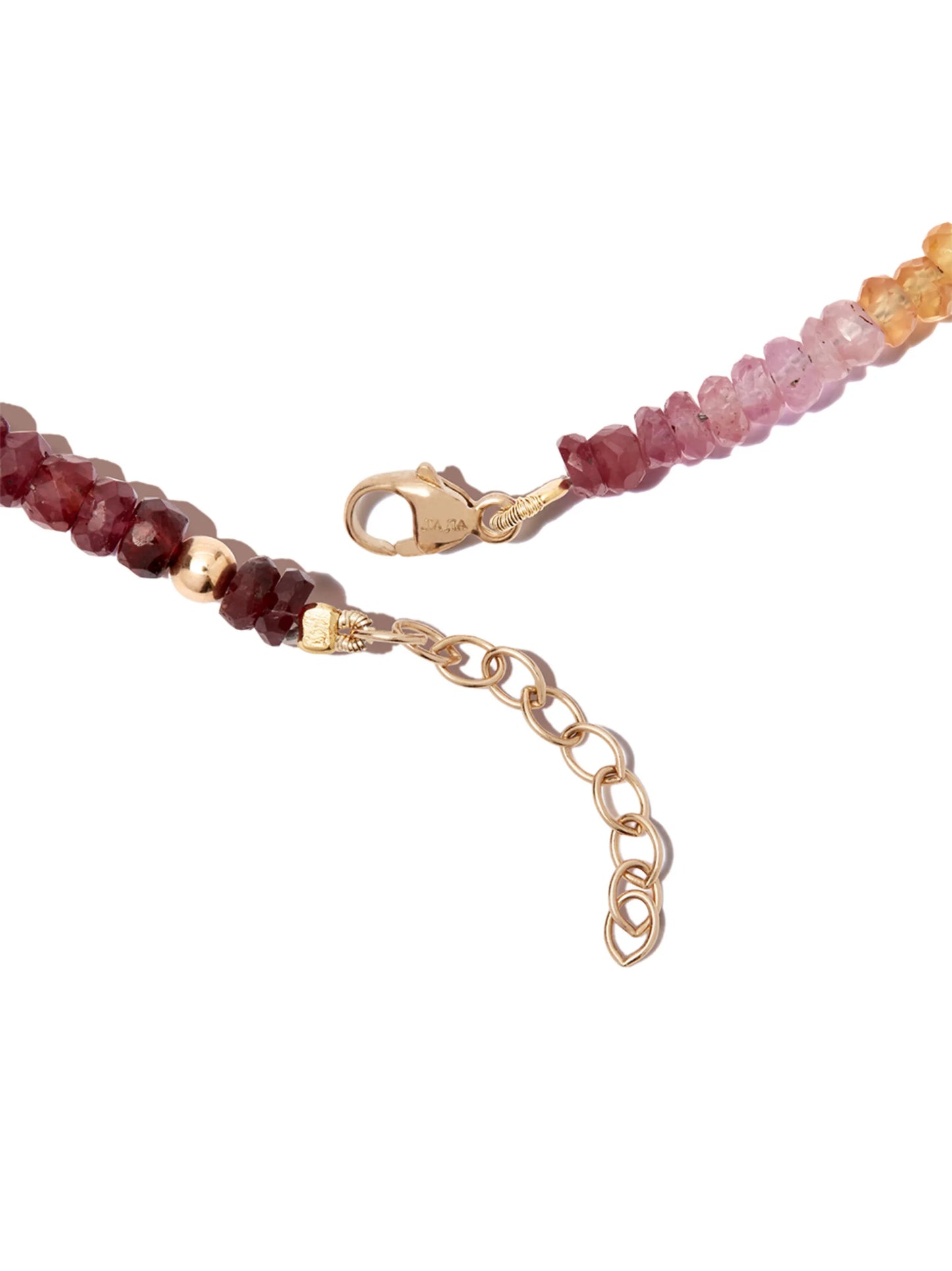 14kt yellow gold rainbow sapphire bead anklet