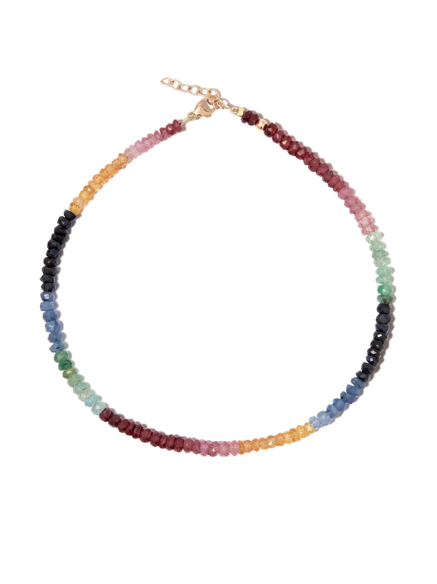 14kt yellow gold rainbow sapphire bead anklet